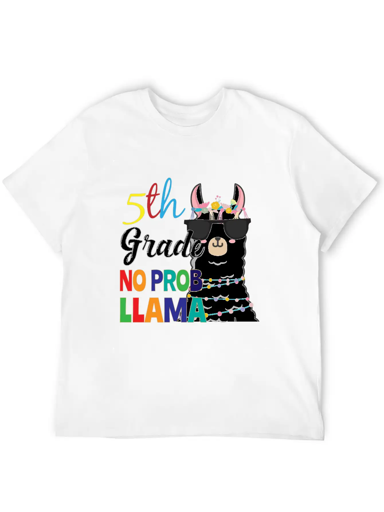 5Th Grade No Prob-Llama Teacher Student First Day Essential Unisex Summer Tee – Soft Cotton Casual Fit