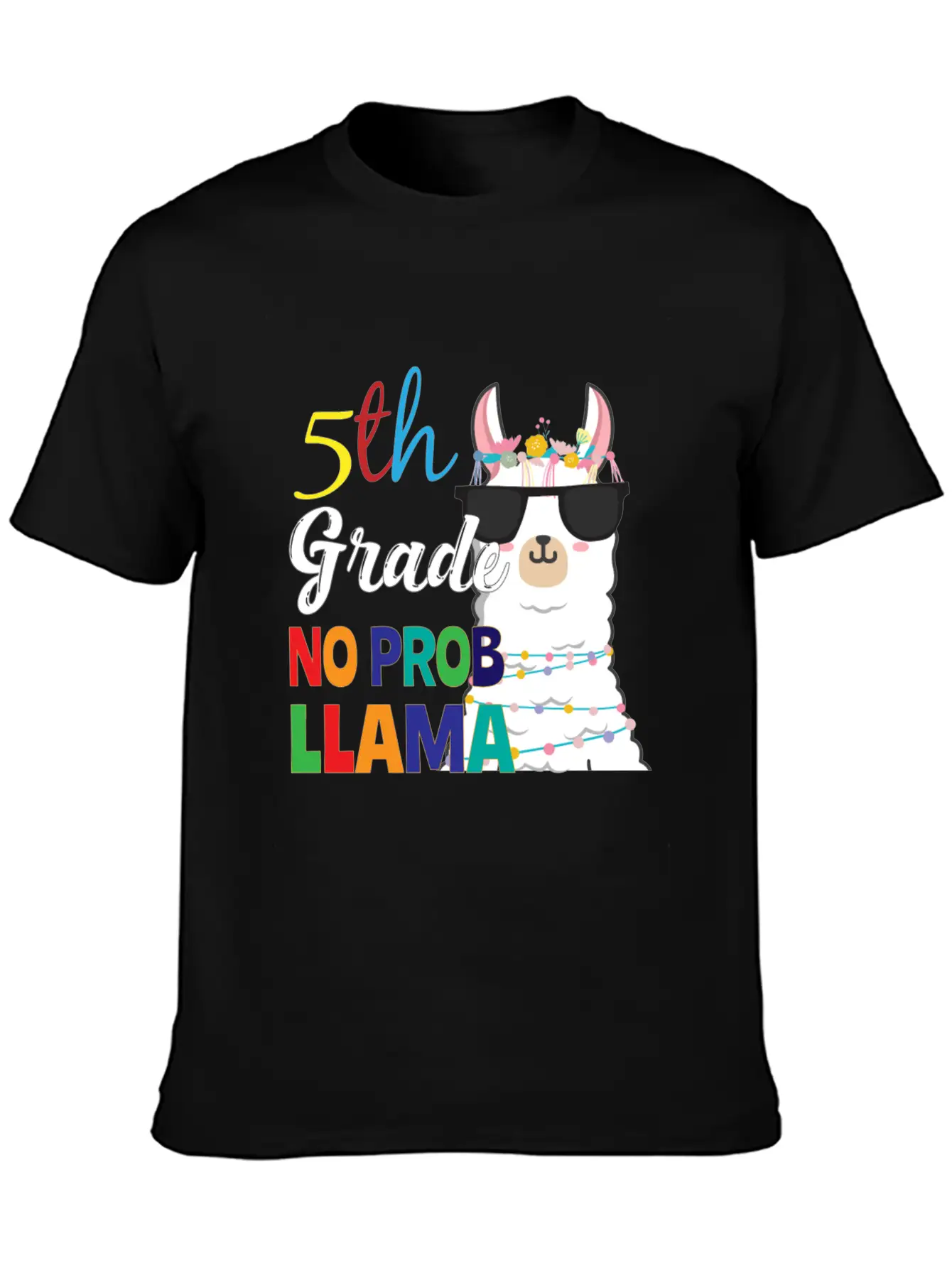 5Th Grade No Prob-Llama Teacher Student First Day Essential Unisex Summer Tee – Soft Cotton Casual Fit