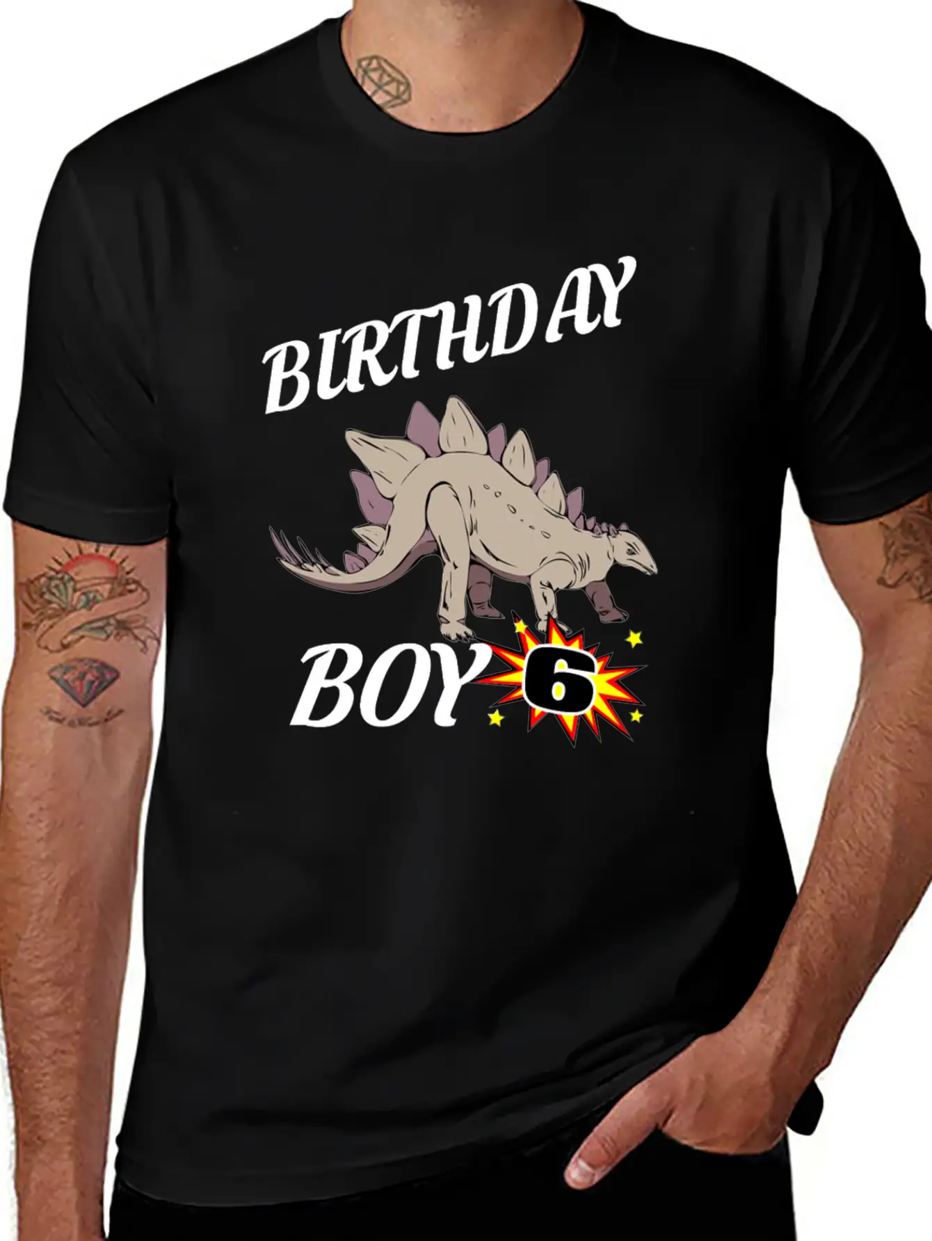 6 Years Old Birthday Design Dinosaur GifDesign Lightweight Cotton T-Shirt – Daily Comfort Graphic Shirt