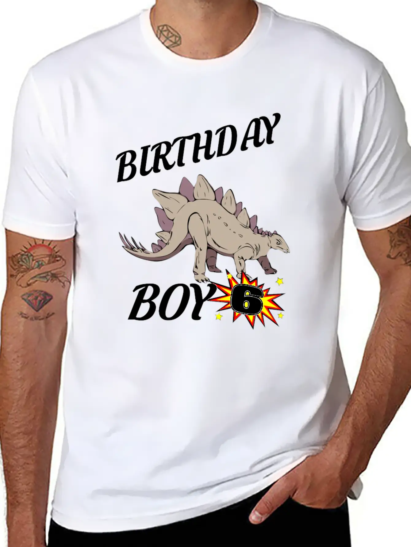 6 Years Old Birthday Design Dinosaur GifDesign Lightweight Cotton T-Shirt – Daily Comfort Graphic Shirt