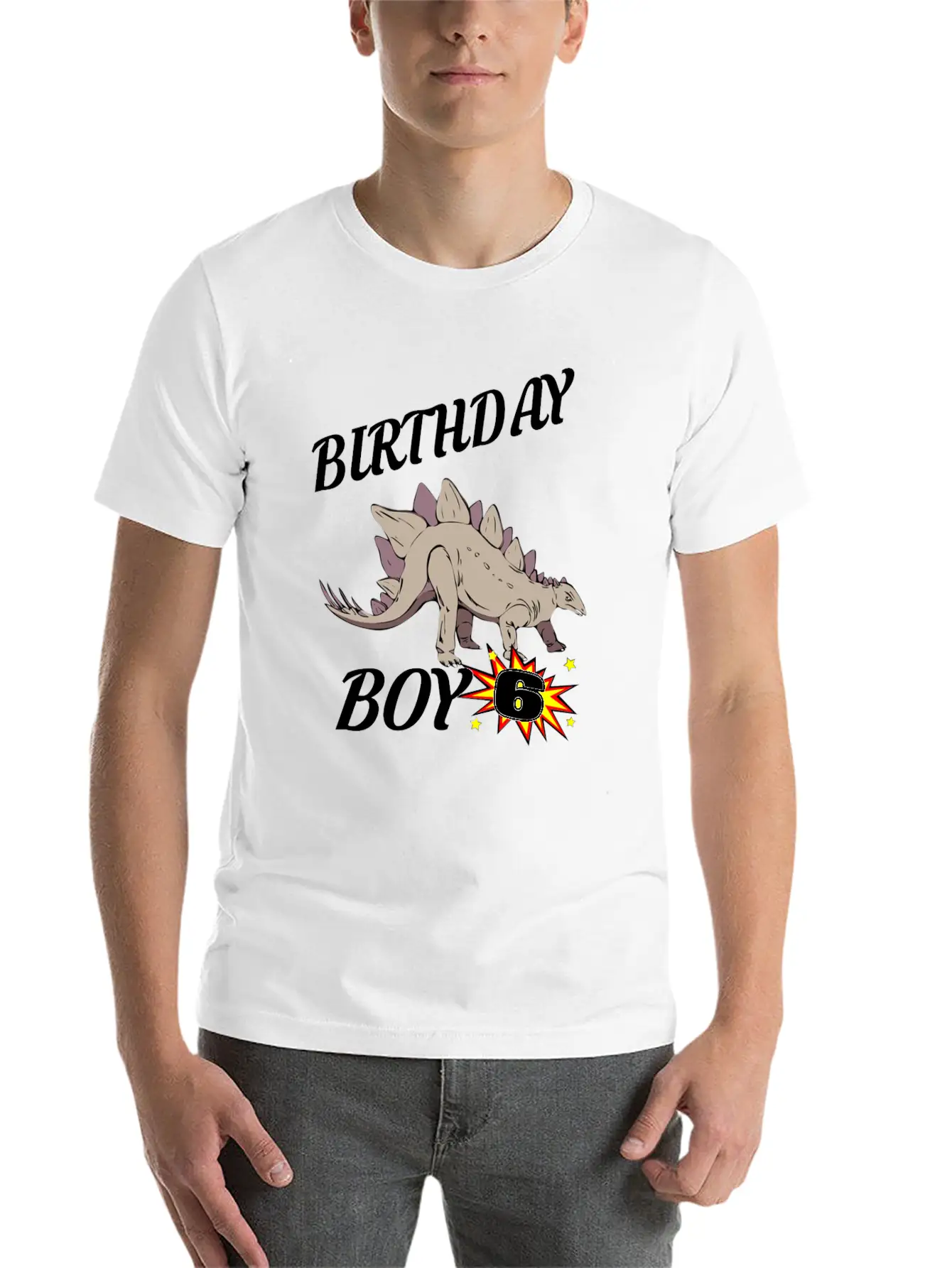 6 Years Old Birthday Design Dinosaur GifDesign Lightweight Cotton T-Shirt – Daily Comfort Graphic Shirt