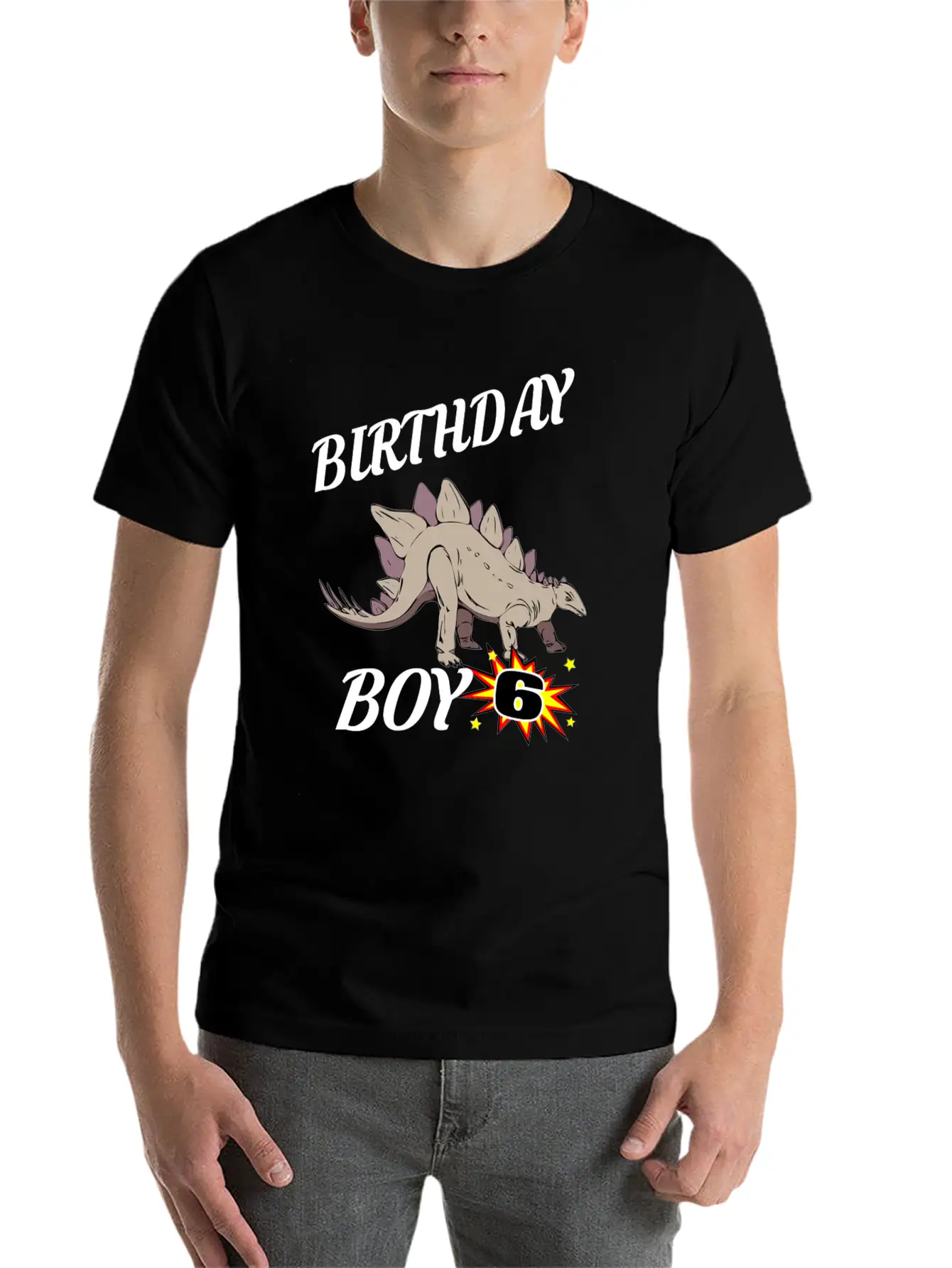 6 Years Old Birthday Design Dinosaur GifDesign Lightweight Cotton T-Shirt – Daily Comfort Graphic Shirt