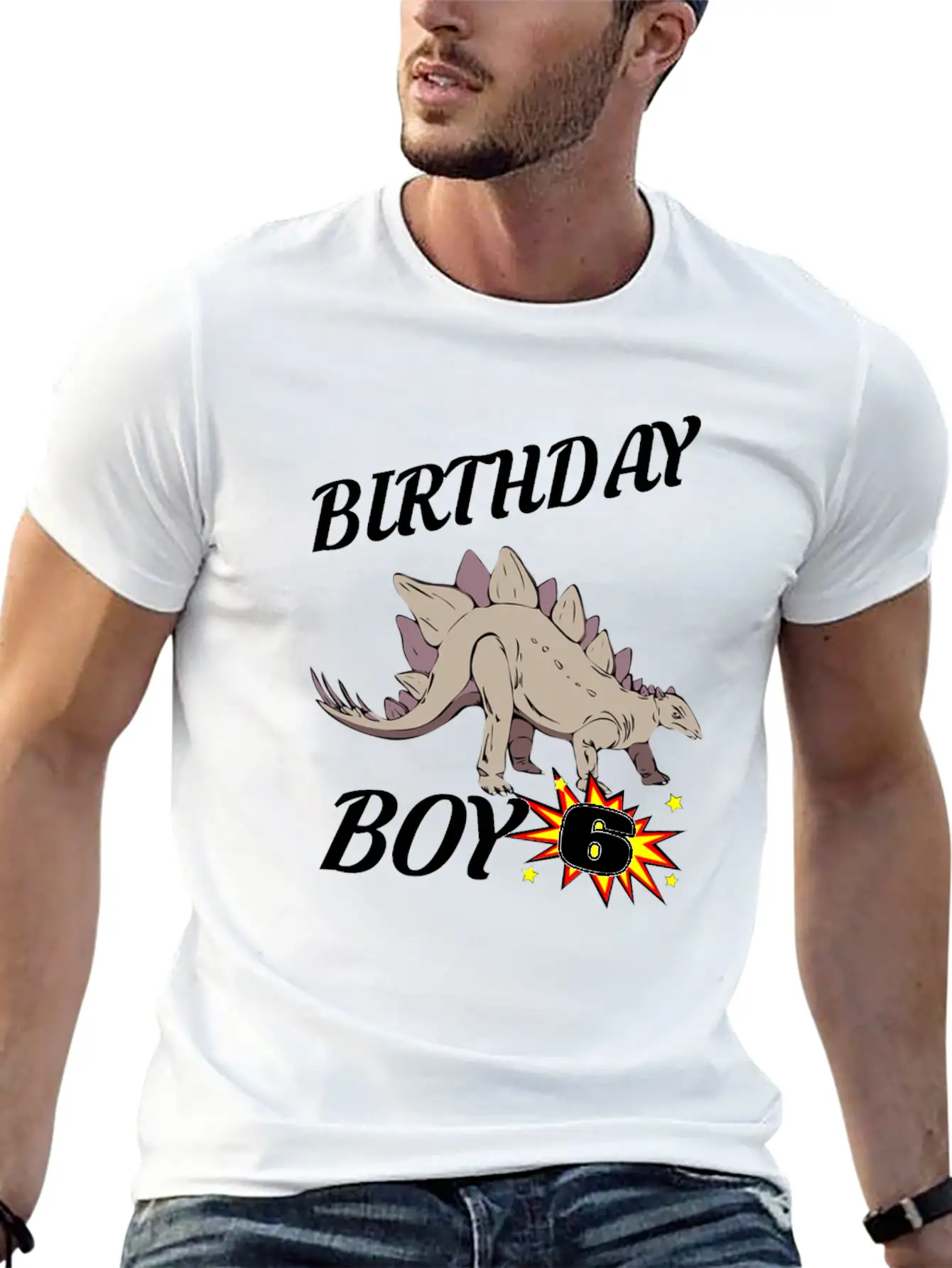 6 Years Old Birthday Design Dinosaur GifDesign Lightweight Cotton T-Shirt – Daily Comfort Graphic Shirt