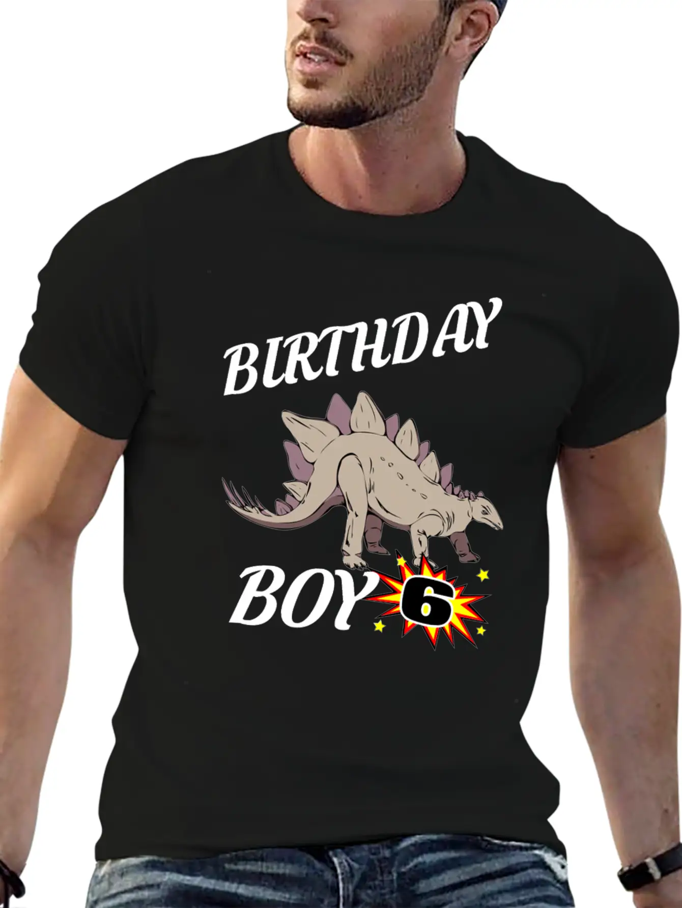 6 Years Old Birthday Design Dinosaur GifDesign Lightweight Cotton T-Shirt – Daily Comfort Graphic Shirt