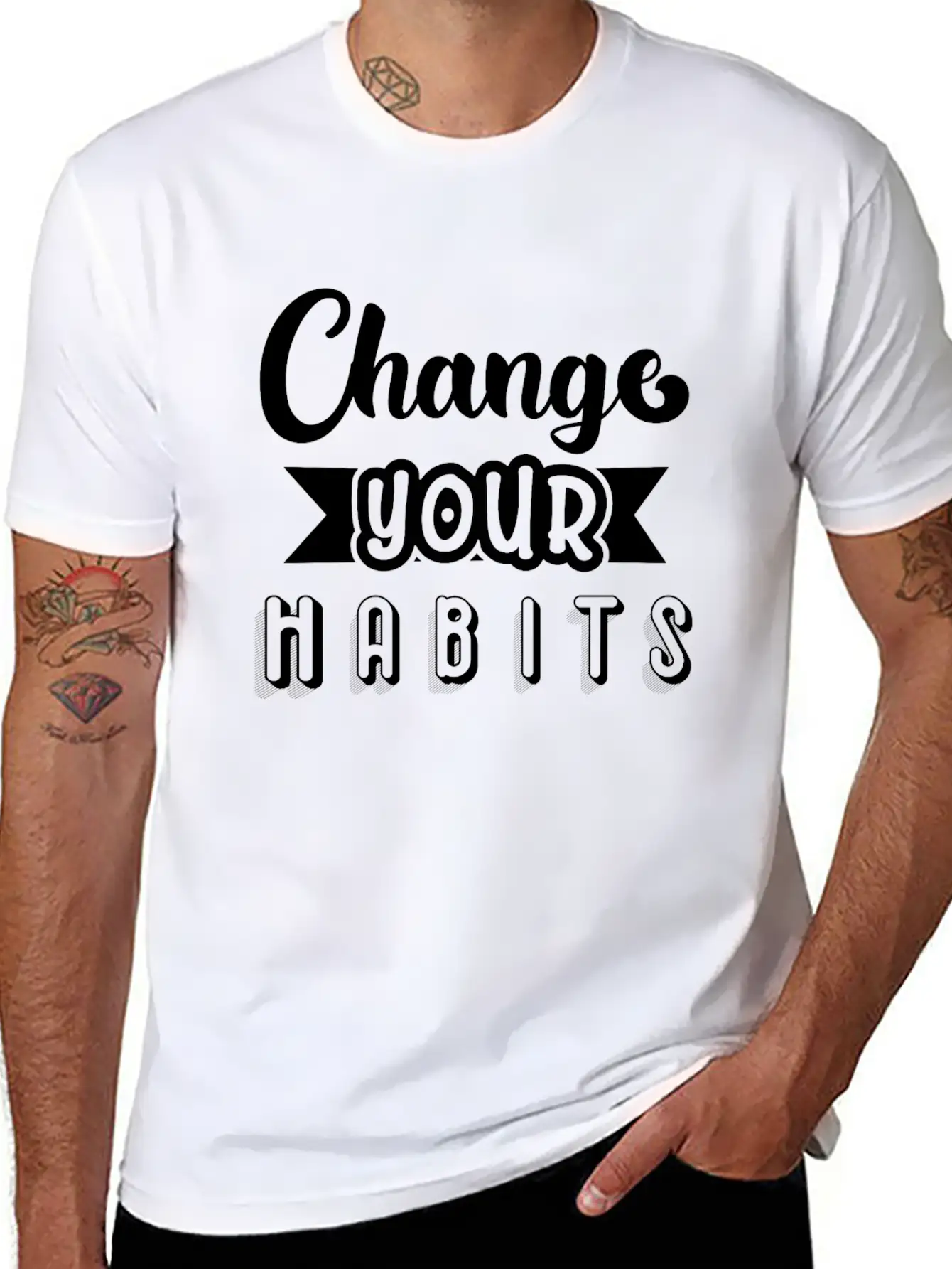 6296 Change Your HabitsChange Your Habits Unisex Short Sleeve Soft Cotton T-Shirt – Casual Everyday Wear