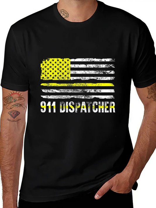 911 Dispatcher Shirt USA Yellow Thin Gold Line Breathable Soft Cotton T-Shirt – Timeless Casual Look