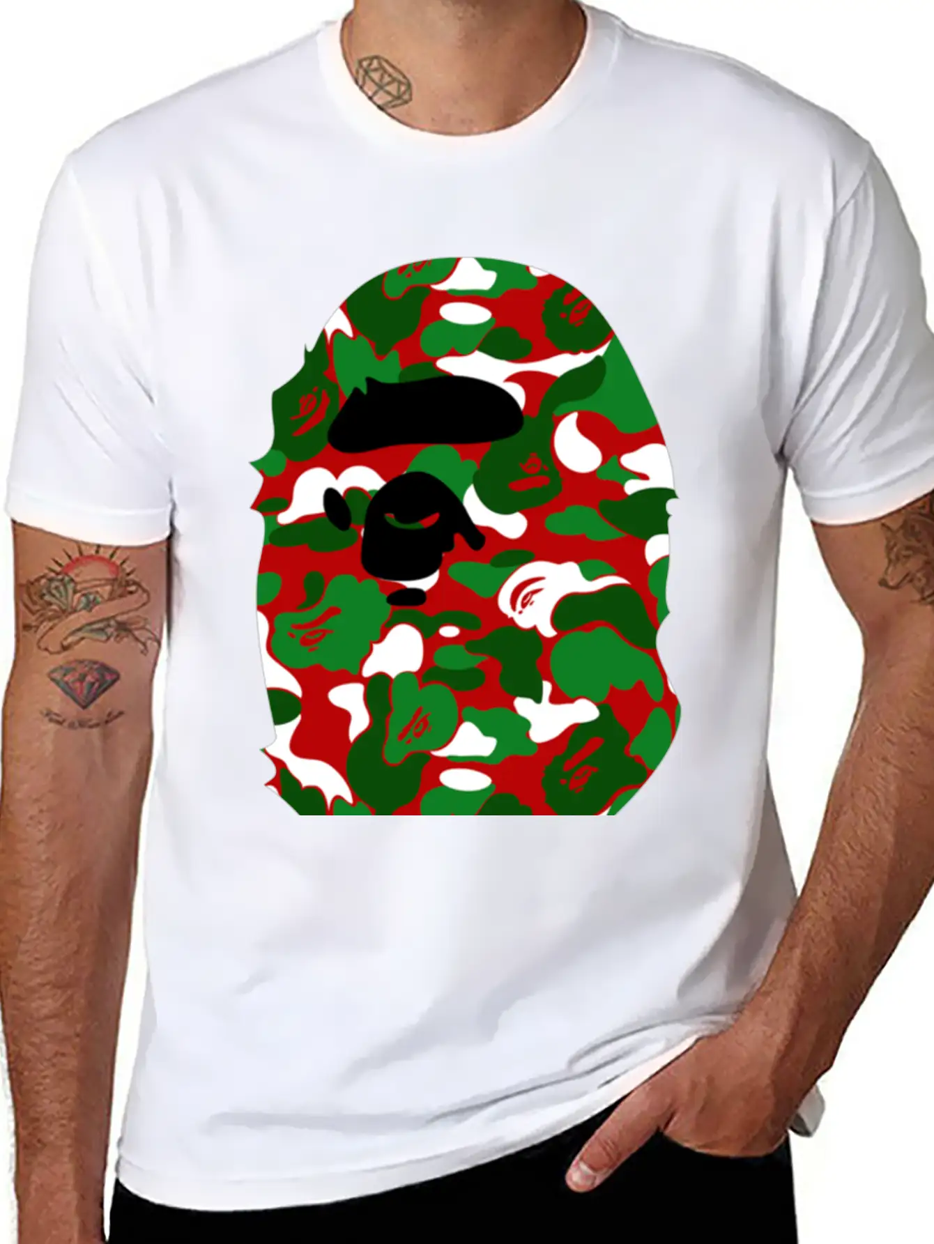 A Bathing Ape Camo Big Ape Head 2016 Soft Cotton Short Sleeve Tee – Unisex Wardrobe Staple