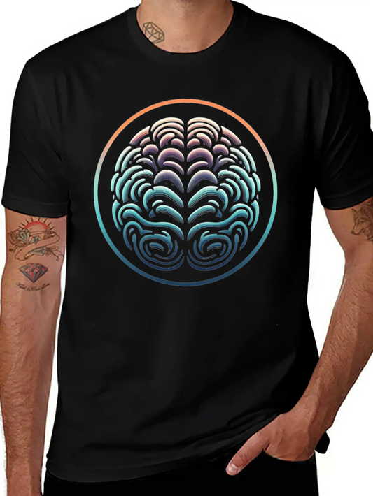 Abstract Brain Creative Mind Intellect Design Classic Crew Neck Graphic Tee – Everyday Minimal Look