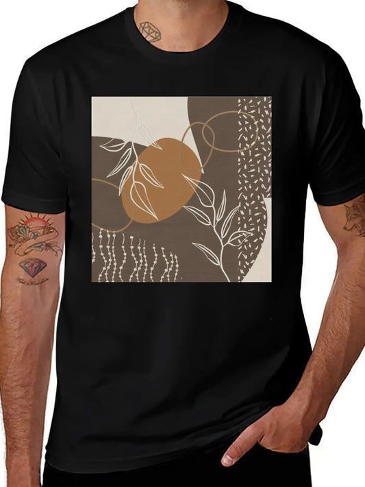 Abstract Neutral Meeting Point 2 In Coffee Soft Cotton Short Sleeve Tee – Unisex Wardrobe Staple