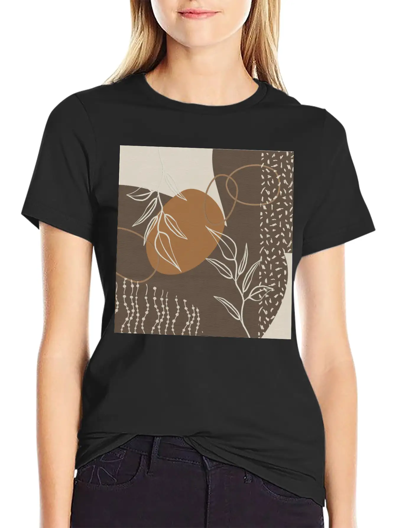Abstract Neutral Meeting Point 2 In Coffee Soft Cotton Short Sleeve Tee – Unisex Wardrobe Staple