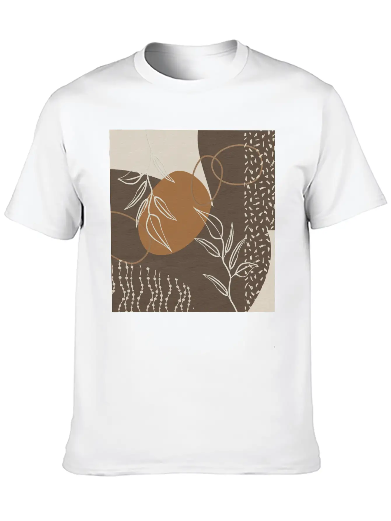 Abstract Neutral Meeting Point 2 In Coffee Soft Cotton Short Sleeve Tee – Unisex Wardrobe Staple