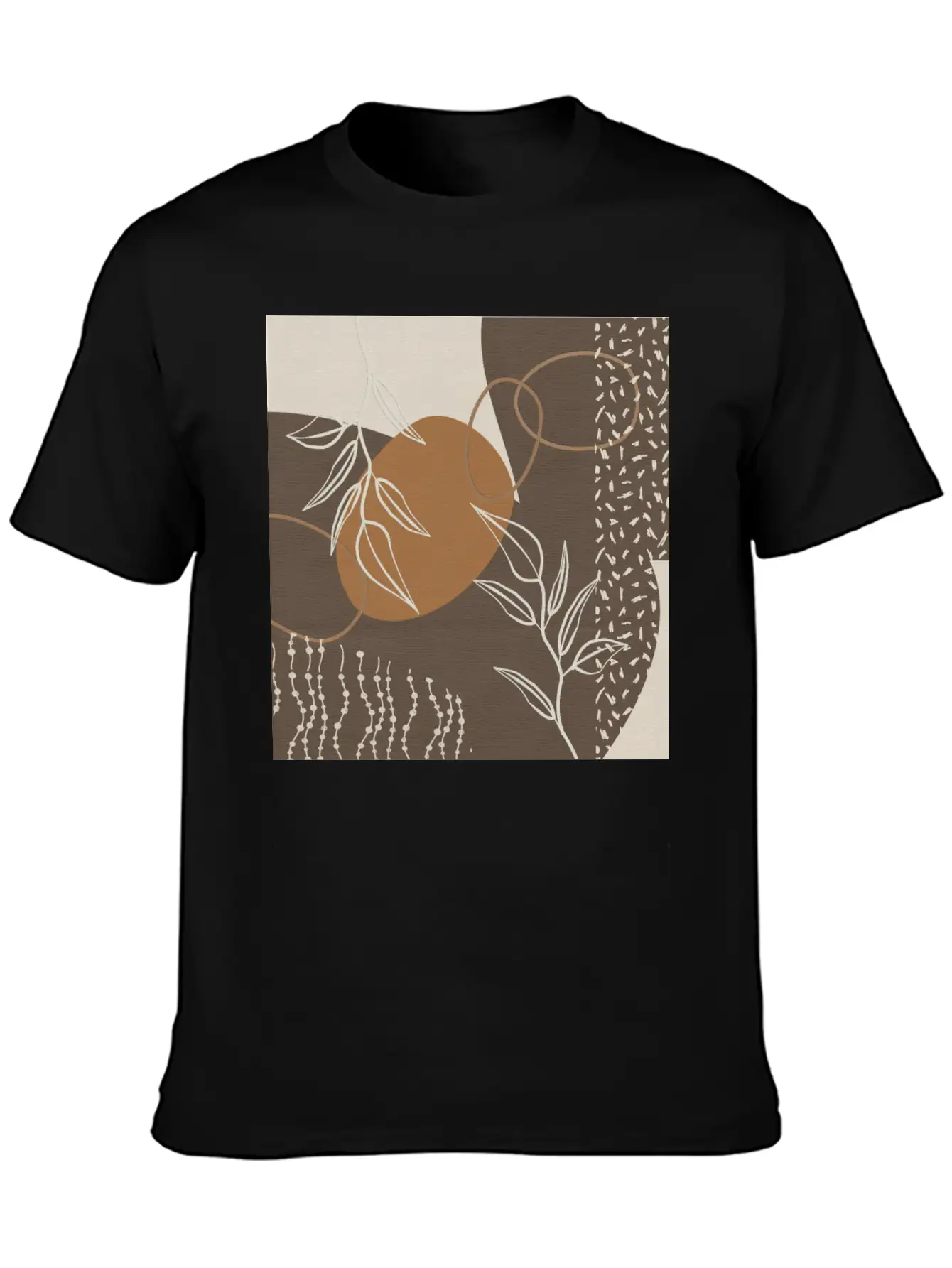 Abstract Neutral Meeting Point 2 In Coffee Soft Cotton Short Sleeve Tee – Unisex Wardrobe Staple