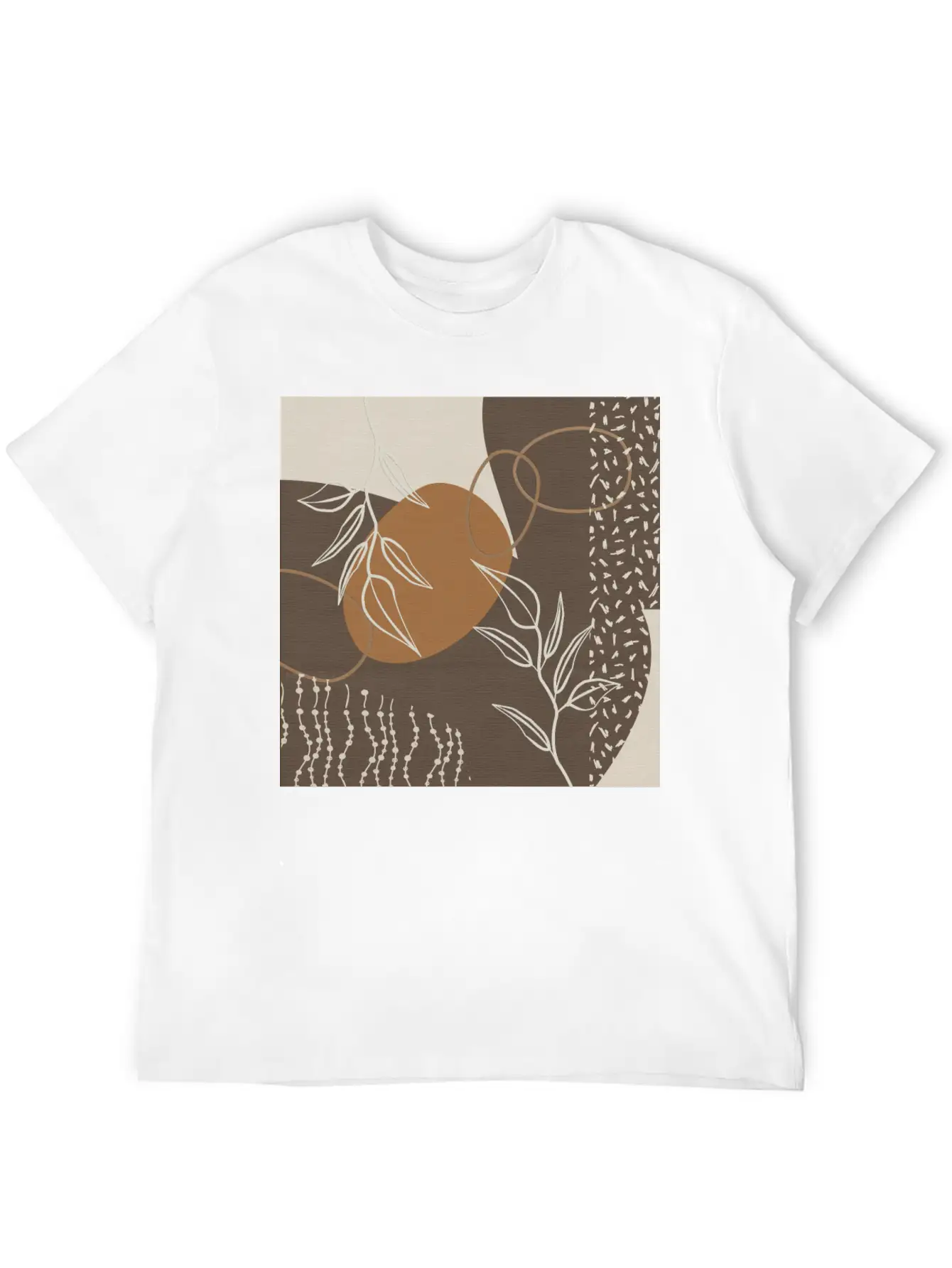 Abstract Neutral Meeting Point 2 In Coffee Soft Cotton Short Sleeve Tee – Unisex Wardrobe Staple