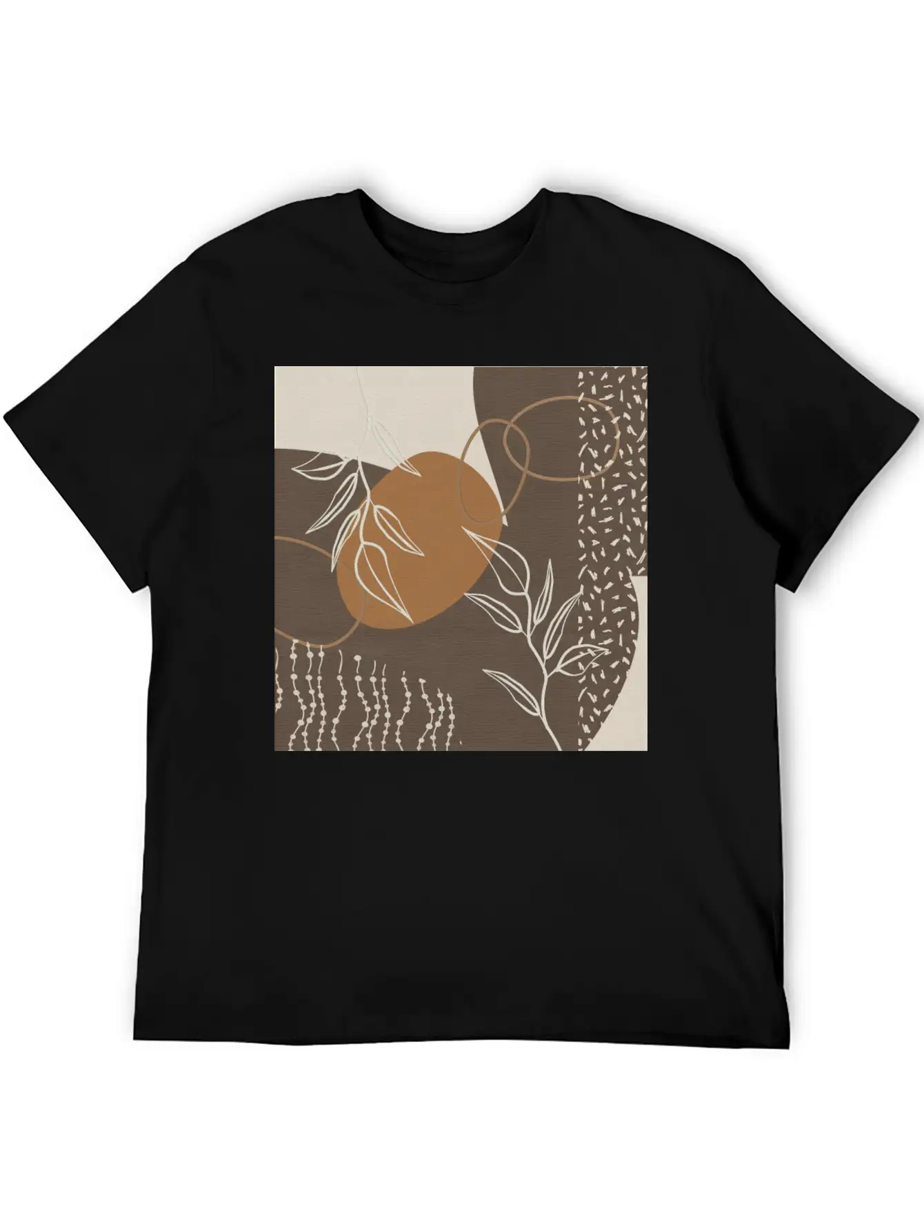 Abstract Neutral Meeting Point 2 In Coffee Soft Cotton Short Sleeve Tee – Unisex Wardrobe Staple