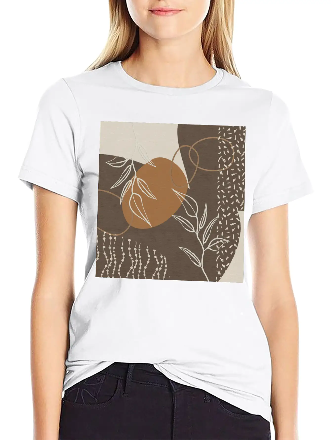 Abstract Neutral Meeting Point 2 In Coffee Soft Cotton Short Sleeve Tee – Unisex Wardrobe Staple
