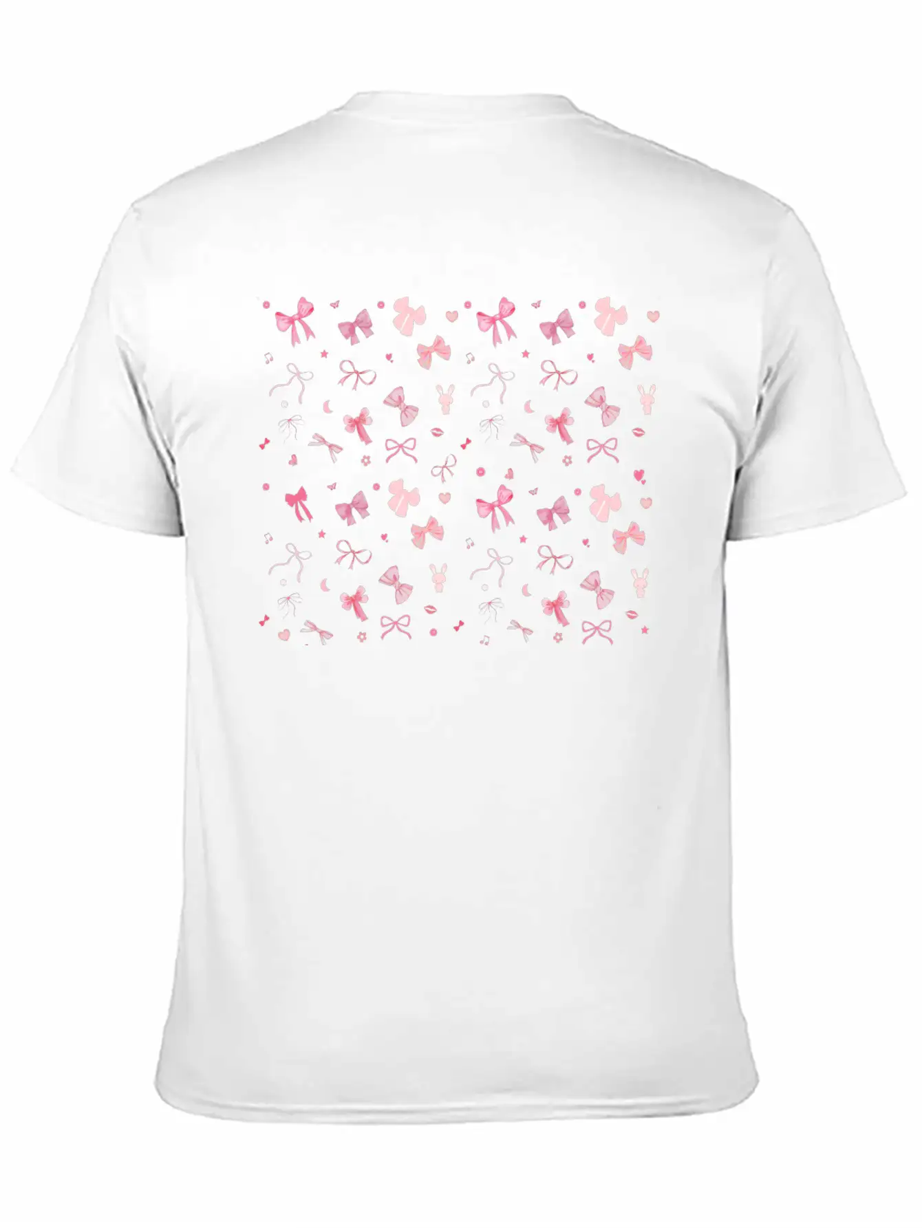 🎀 Aesthetic Pink Bow Pattern | Kawaii Cute Design Unisex Short Sleeve Soft Cotton T-Shirt – Casual Everyday Wear
