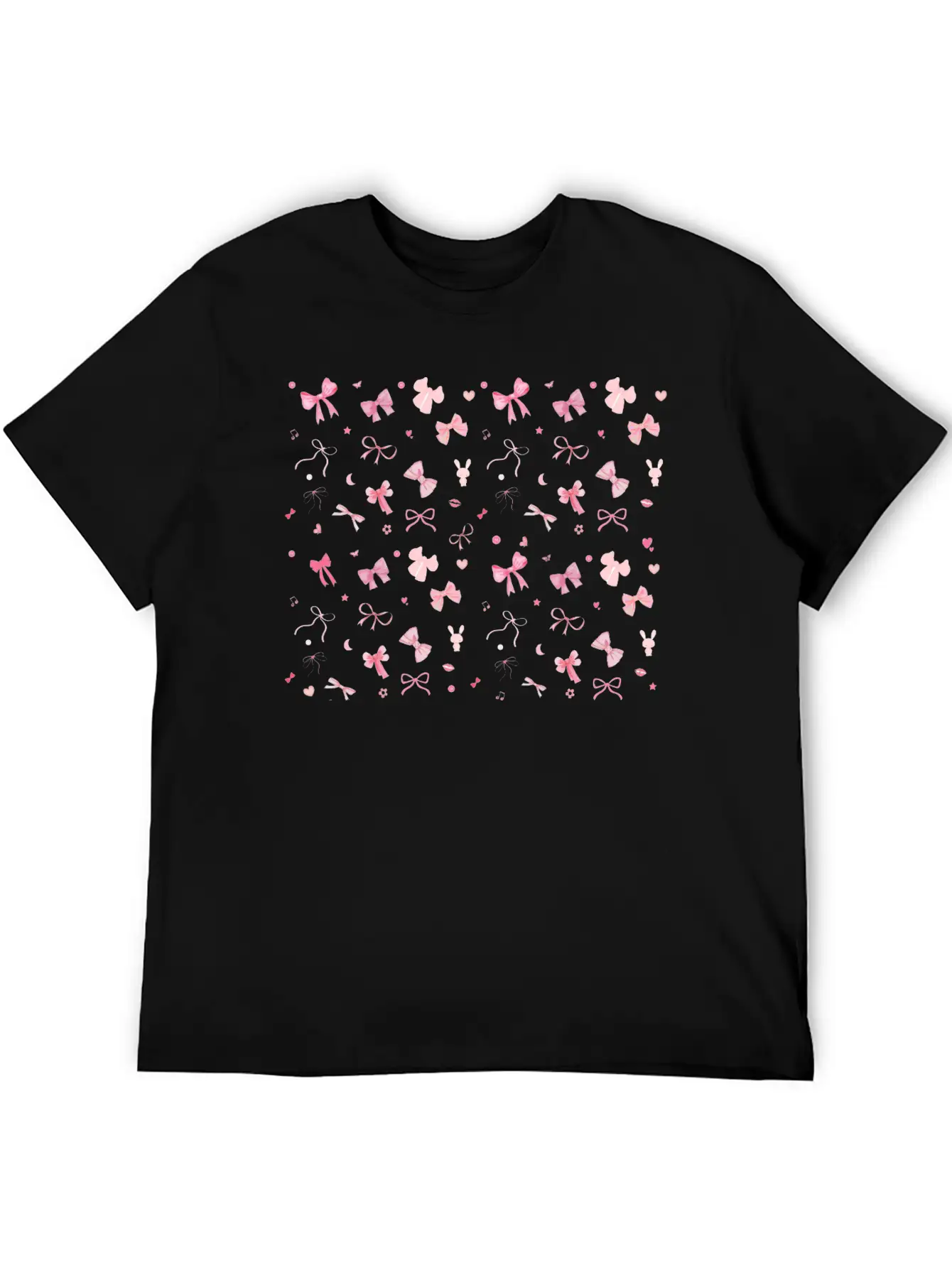 🎀 Aesthetic Pink Bow Pattern | Kawaii Cute Design Unisex Short Sleeve Soft Cotton T-Shirt – Casual Everyday Wear