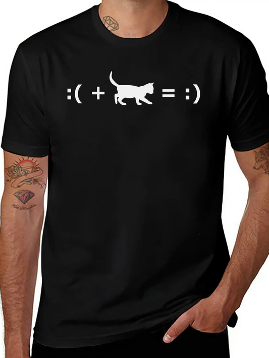 :( + Cat = :) Formula For Happiness Classic Cotton Tee – Unisex Comfort For Any Season