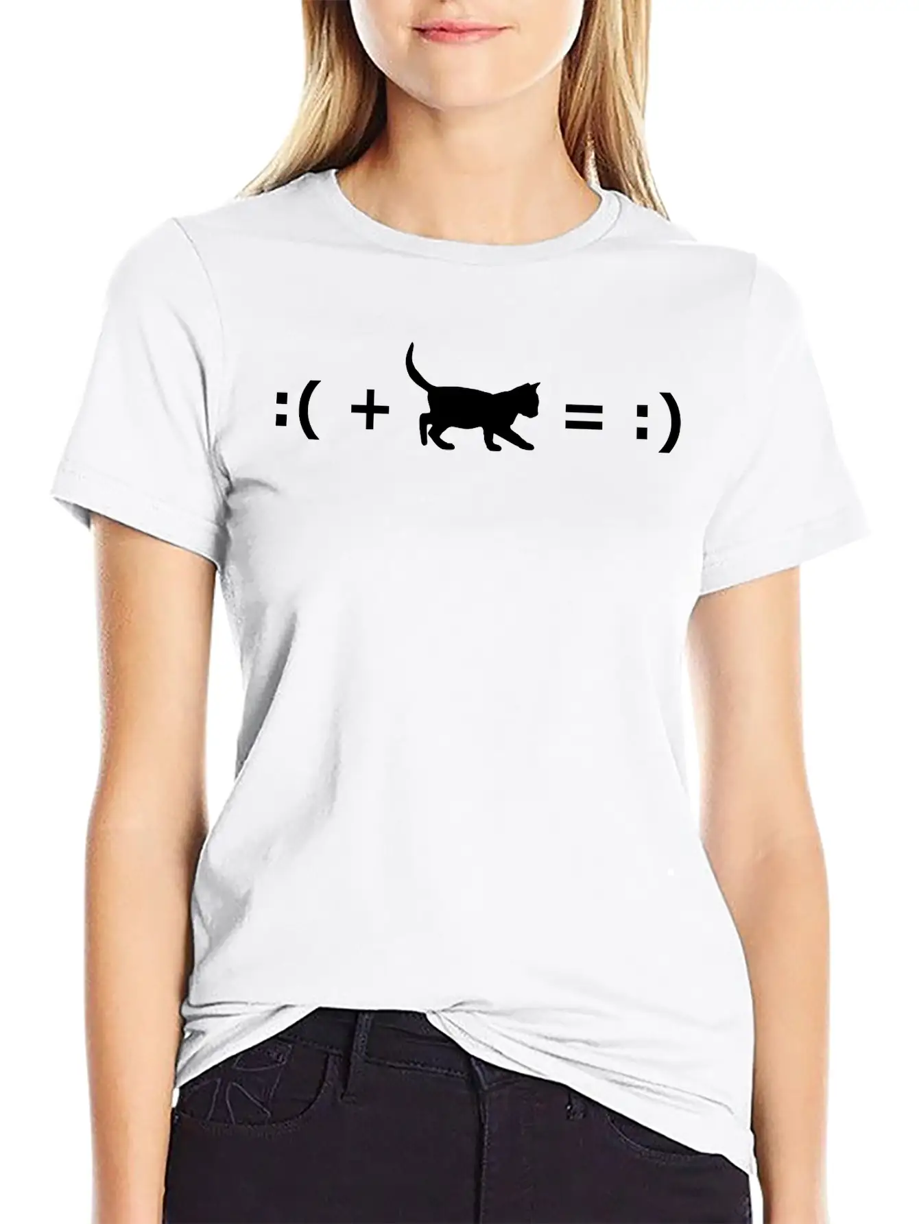 :( + Cat = :) Formula For Happiness Classic Cotton Tee – Unisex Comfort For Any Season