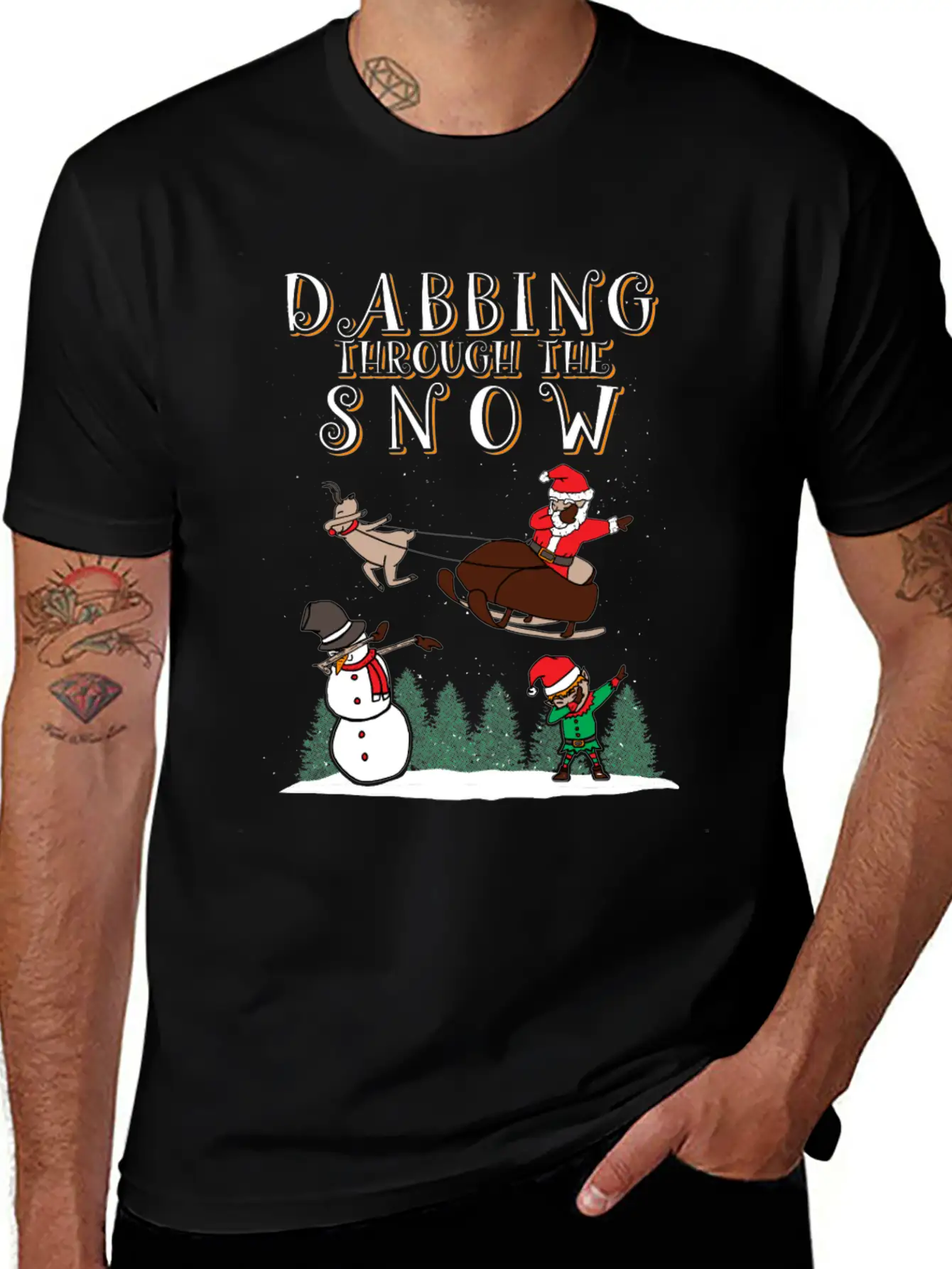 (Gift) Dabbing Through The Snow Lightweight Cotton T-Shirt – Daily Comfort Graphic Shirt