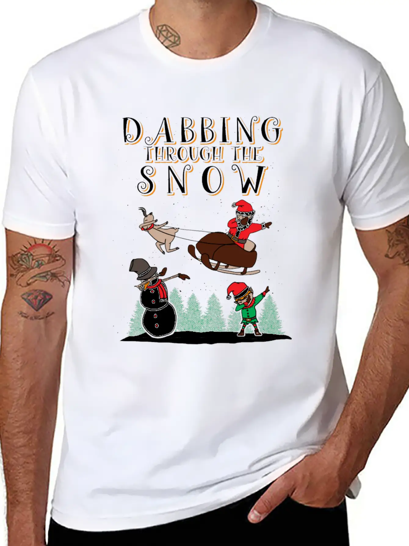 (Gift) Dabbing Through The Snow Lightweight Cotton T-Shirt – Daily Comfort Graphic Shirt