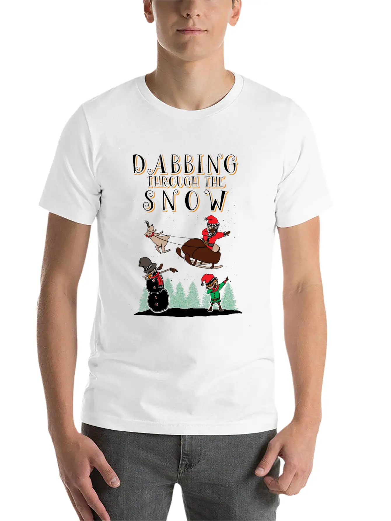 (Gift) Dabbing Through The Snow Lightweight Cotton T-Shirt – Daily Comfort Graphic Shirt