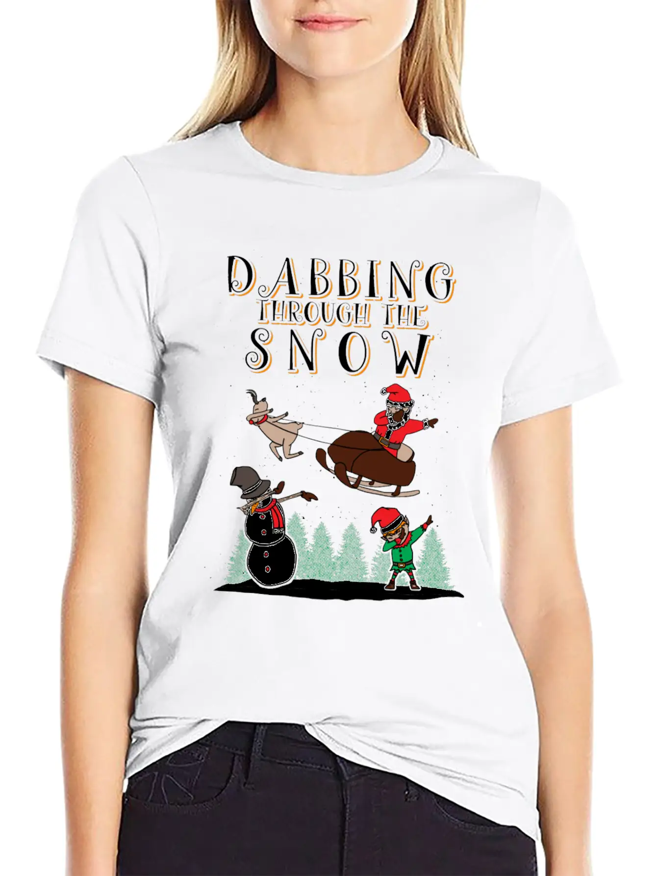(Gift) Dabbing Through The Snow Lightweight Cotton T-Shirt – Daily Comfort Graphic Shirt