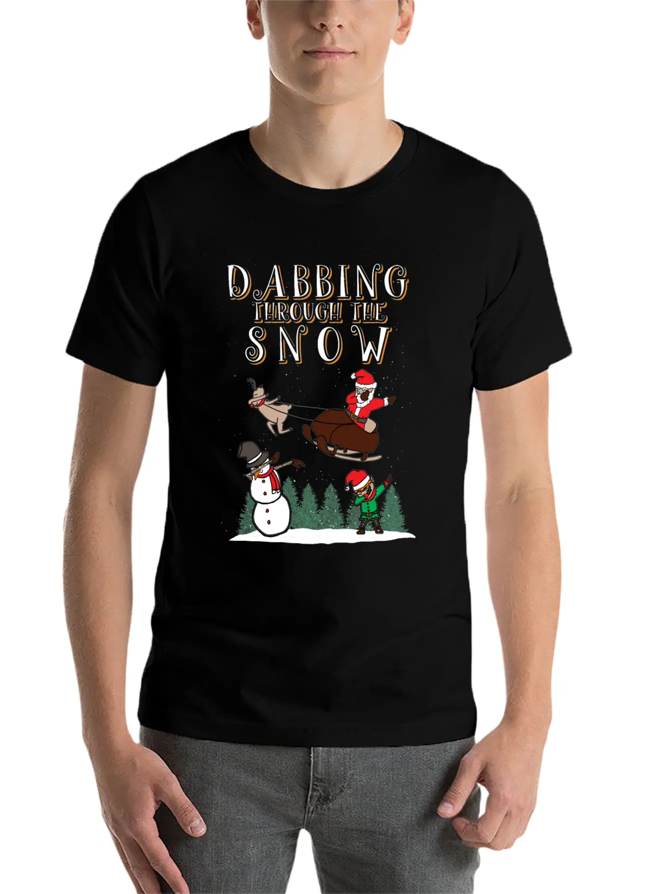 (Gift) Dabbing Through The Snow Lightweight Cotton T-Shirt – Daily Comfort Graphic Shirt