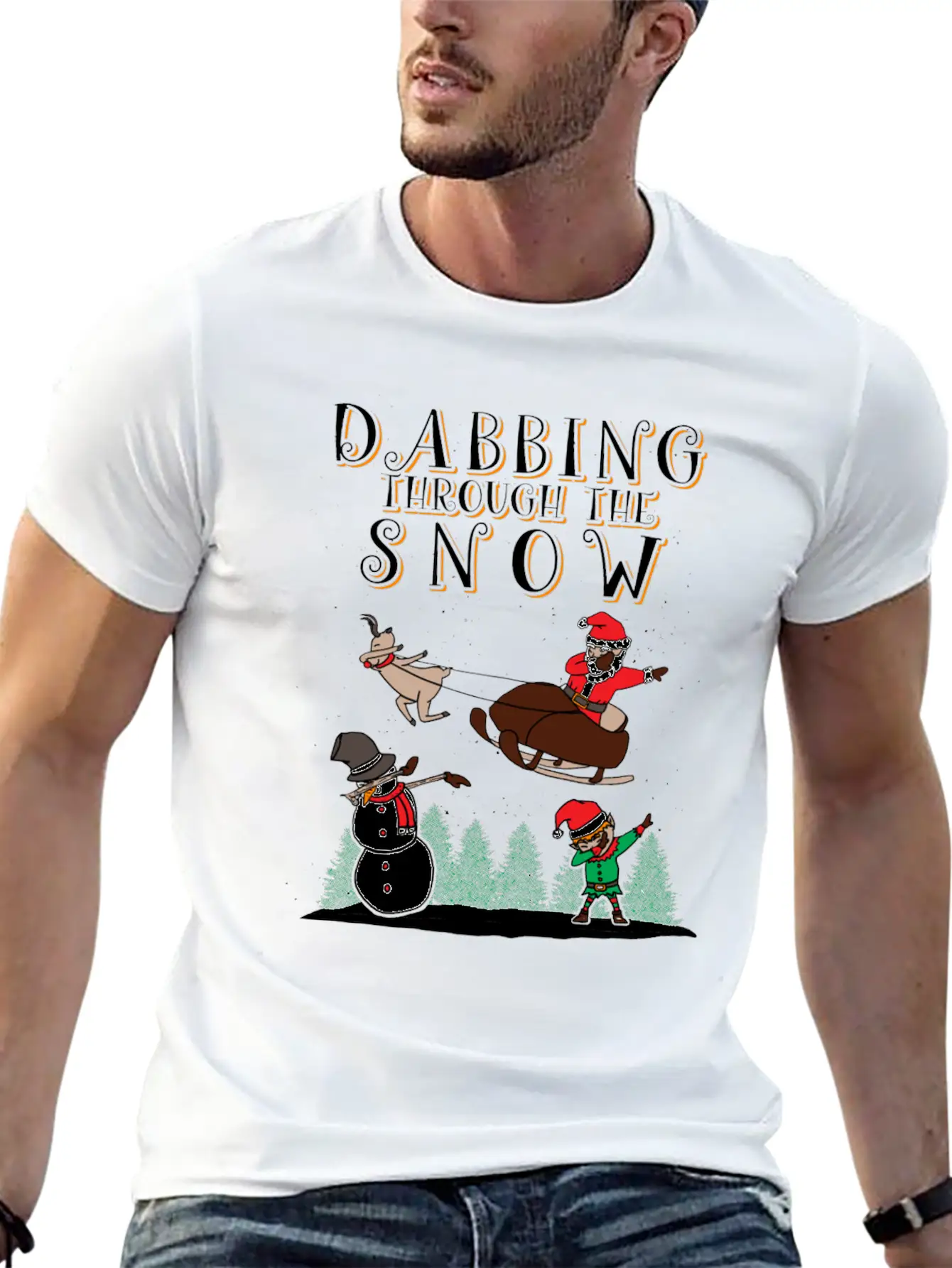 (Gift) Dabbing Through The Snow Lightweight Cotton T-Shirt – Daily Comfort Graphic Shirt