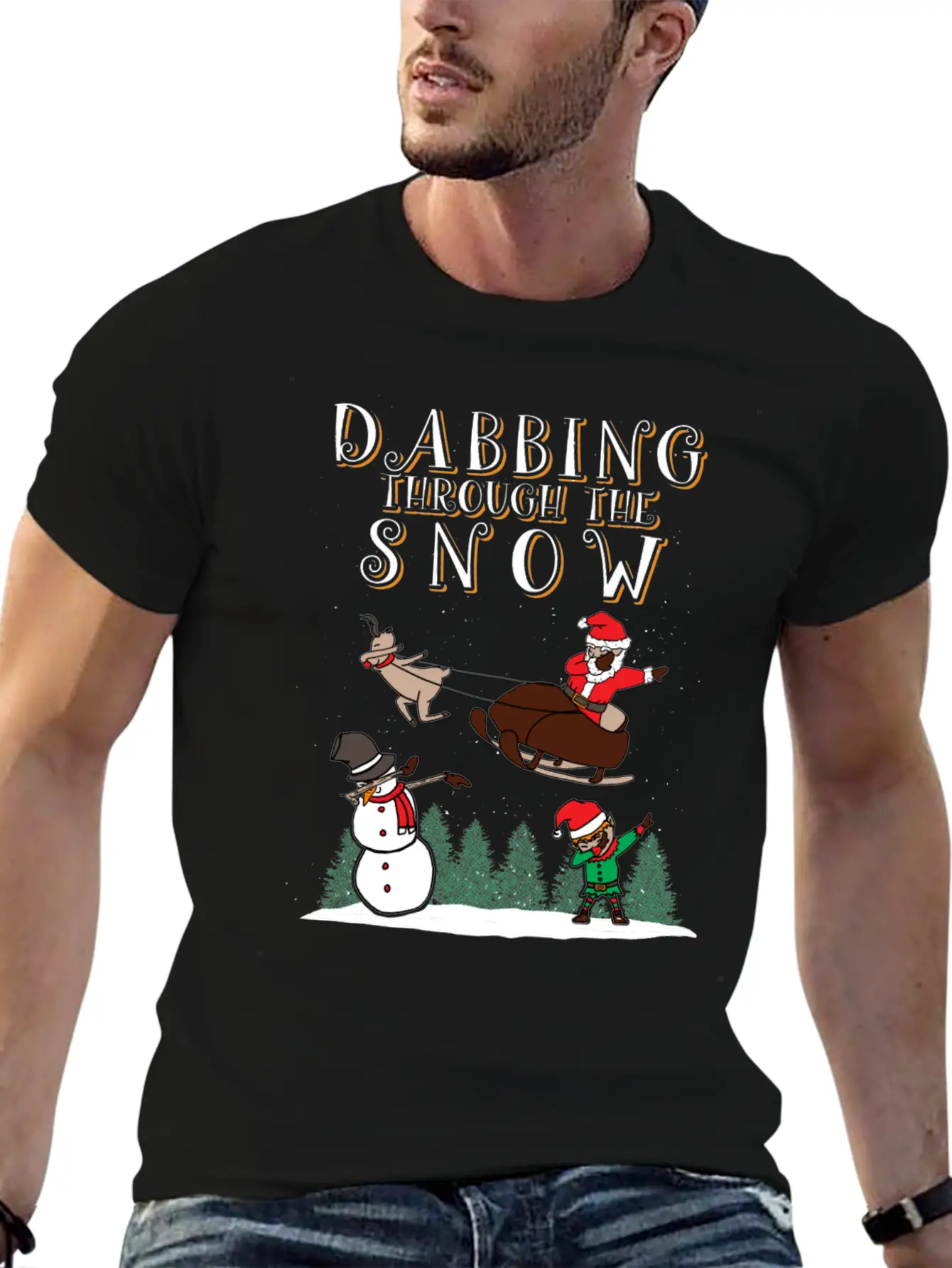 (Gift) Dabbing Through The Snow Lightweight Cotton T-Shirt – Daily Comfort Graphic Shirt