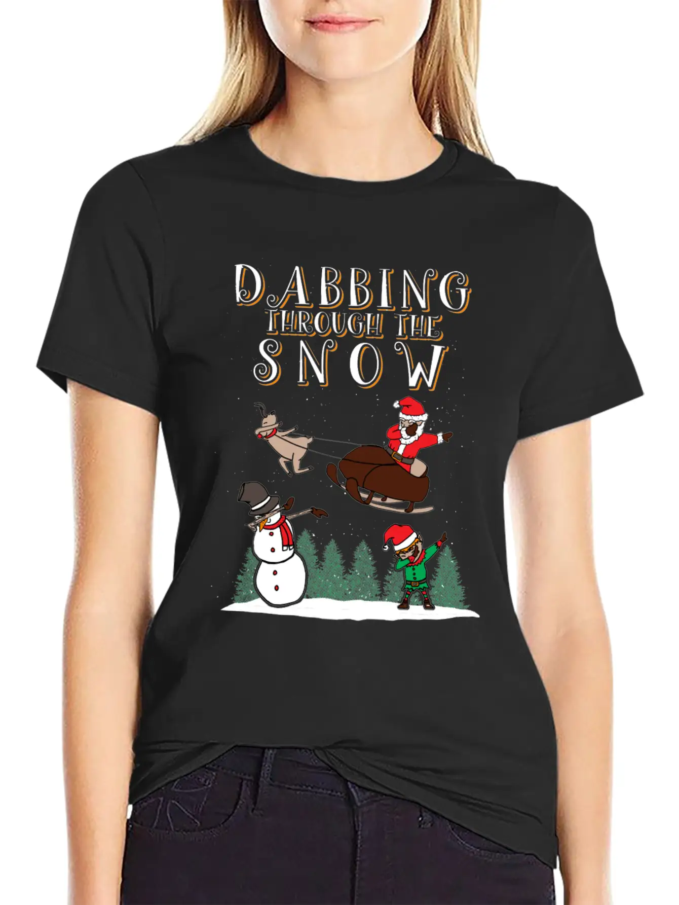 (Gift) Dabbing Through The Snow Lightweight Cotton T-Shirt – Daily Comfort Graphic Shirt