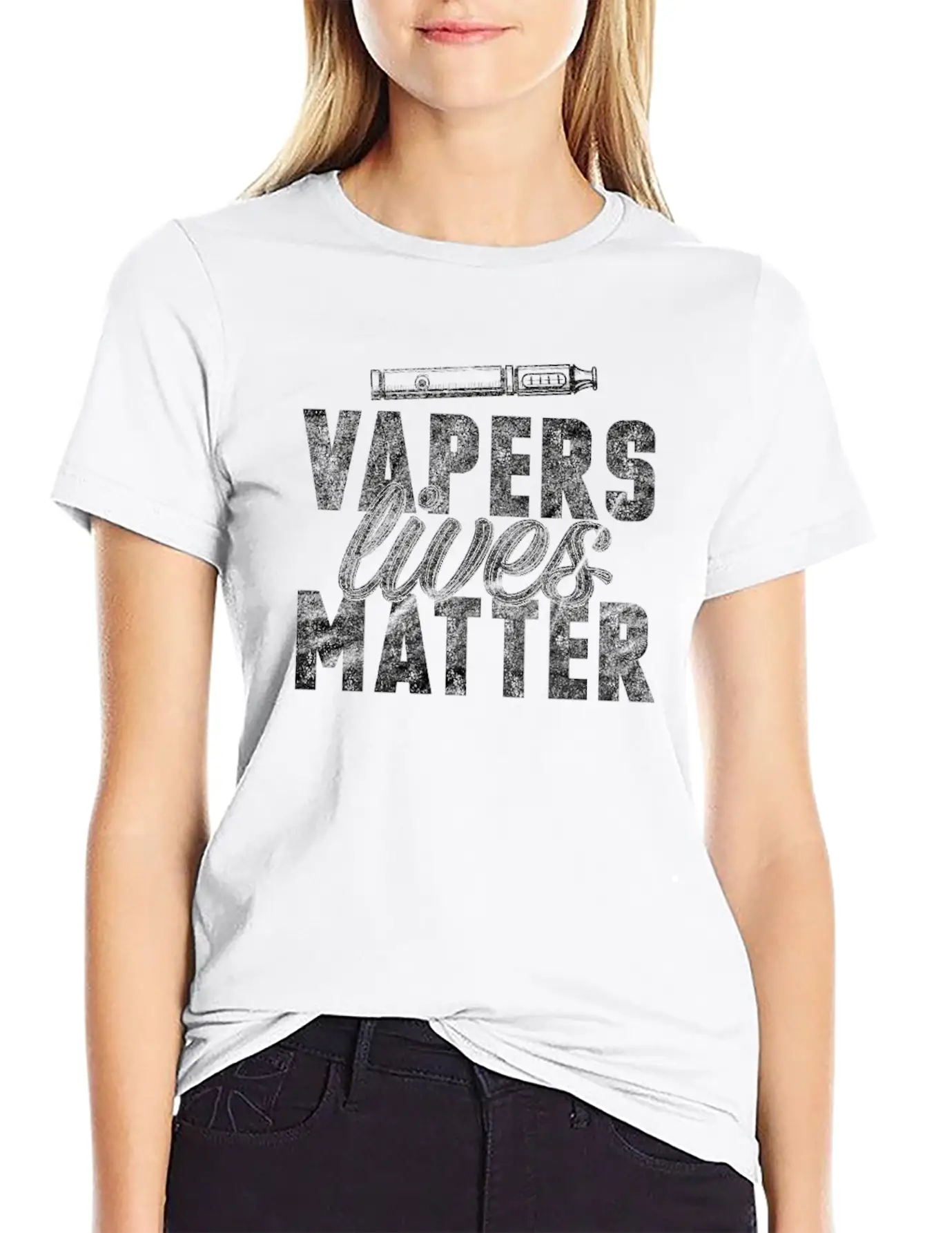 (Gift) Vapers Lives Matter Classic Crew Neck Graphic Tee – Everyday Minimal Look