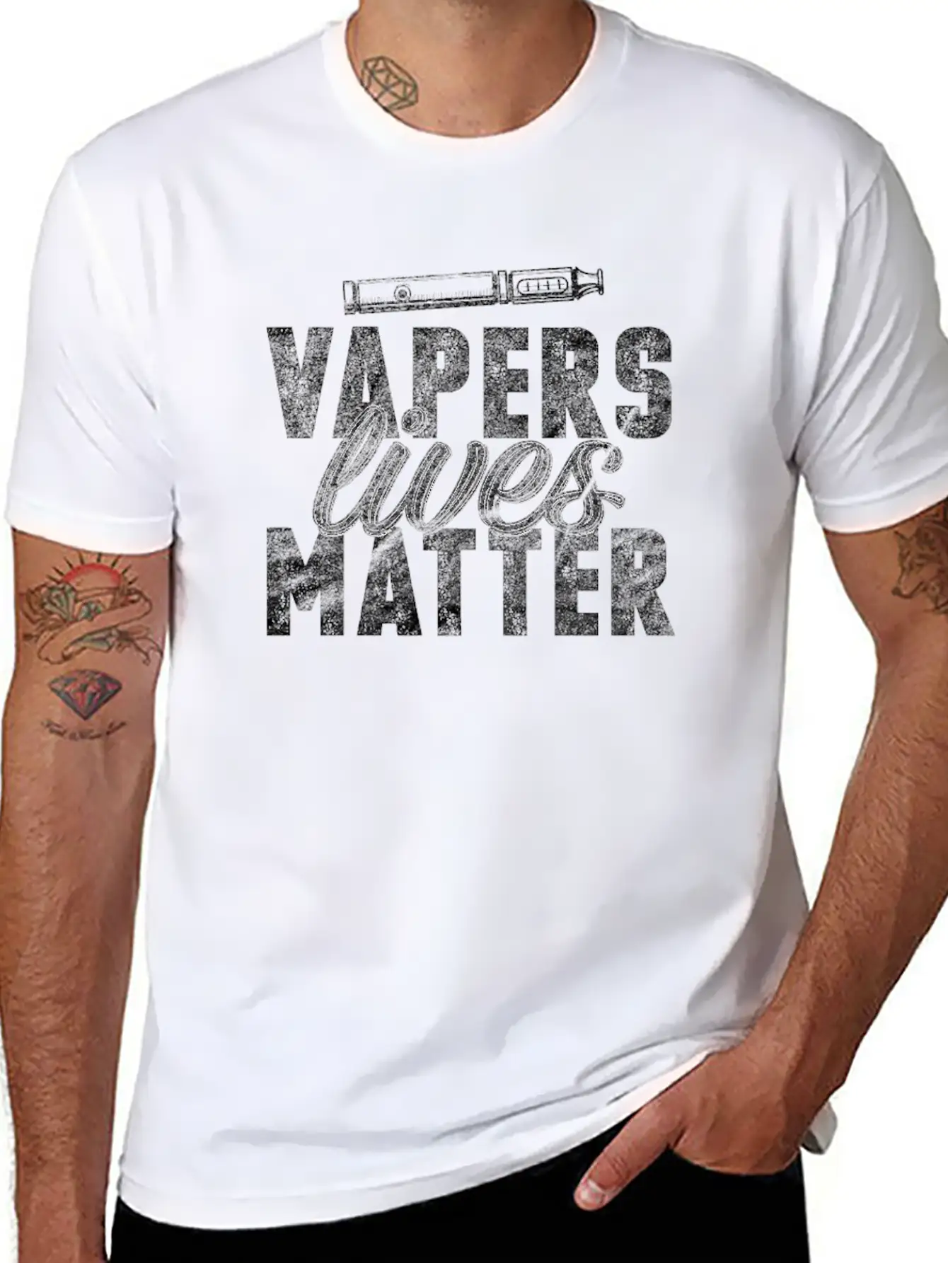 (Gift) Vapers Lives Matter Classic Crew Neck Graphic Tee – Everyday Minimal Look