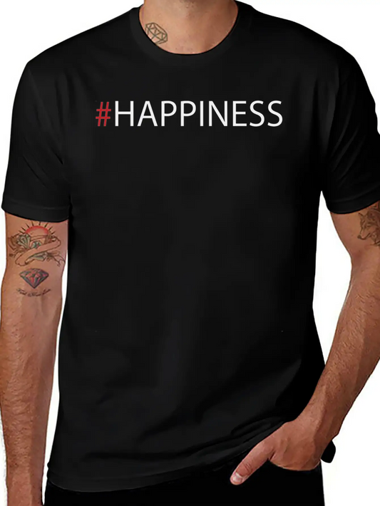 #HAPPINESS Classic Crew Neck Graphic Tee – Everyday Minimal Look