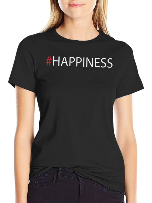 #HAPPINESS Classic Crew Neck Graphic Tee – Everyday Minimal Look