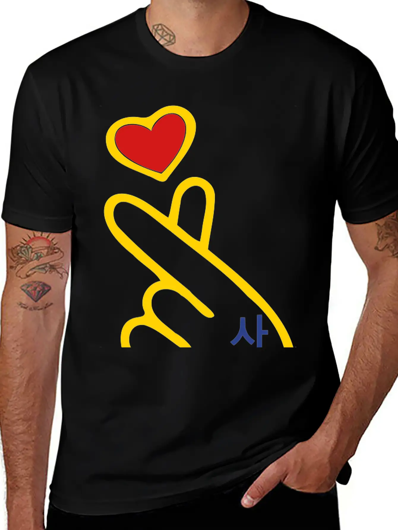 ♥I Love You-Cute Korean Finger Heart Sign♥ Unisex Cotton Tee – Relaxed Fit For Any Occasion