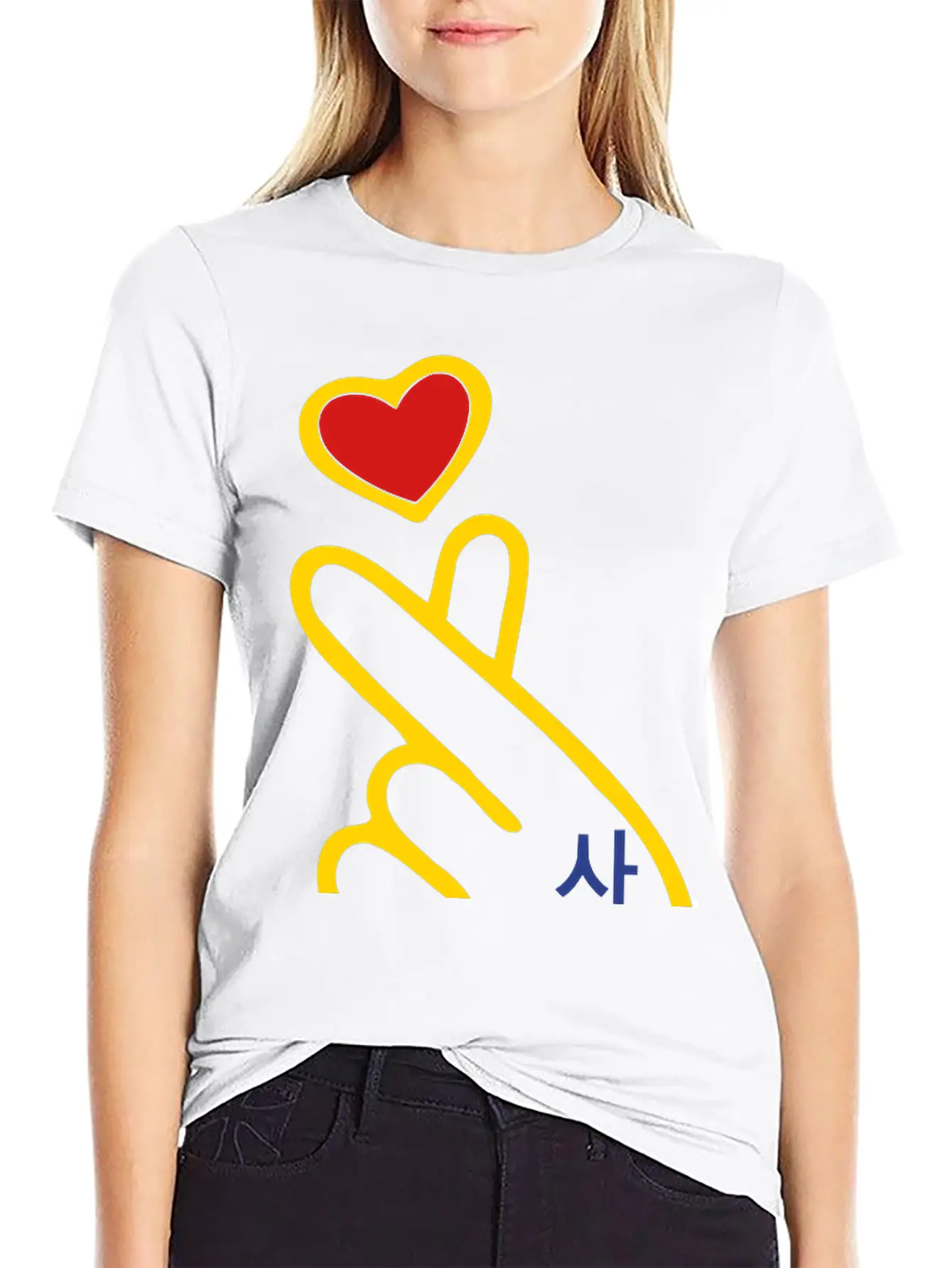 ♥I Love You-Cute Korean Finger Heart Sign♥ Unisex Cotton Tee – Relaxed Fit For Any Occasion