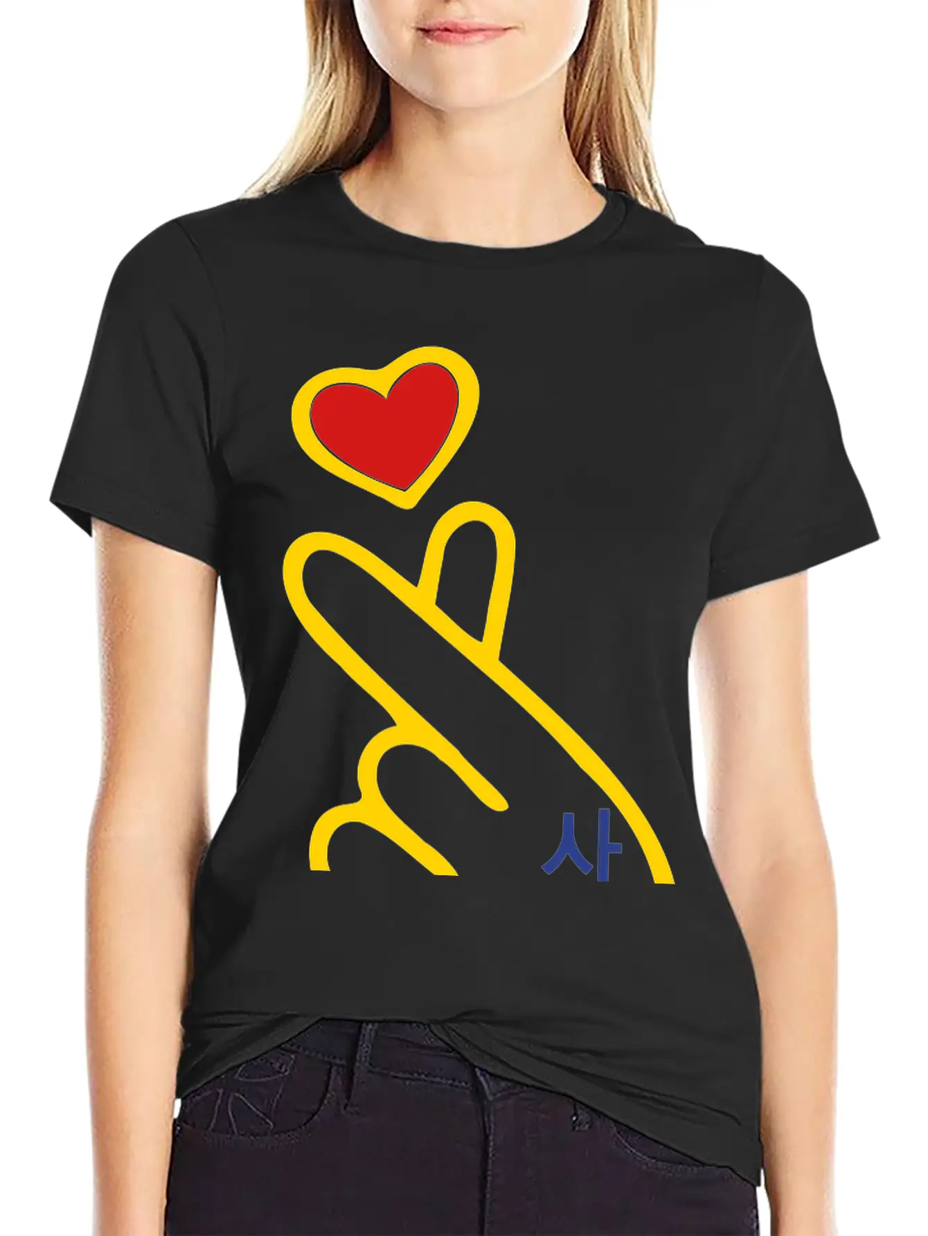 ♥I Love You-Cute Korean Finger Heart Sign♥ Unisex Cotton Tee – Relaxed Fit For Any Occasion