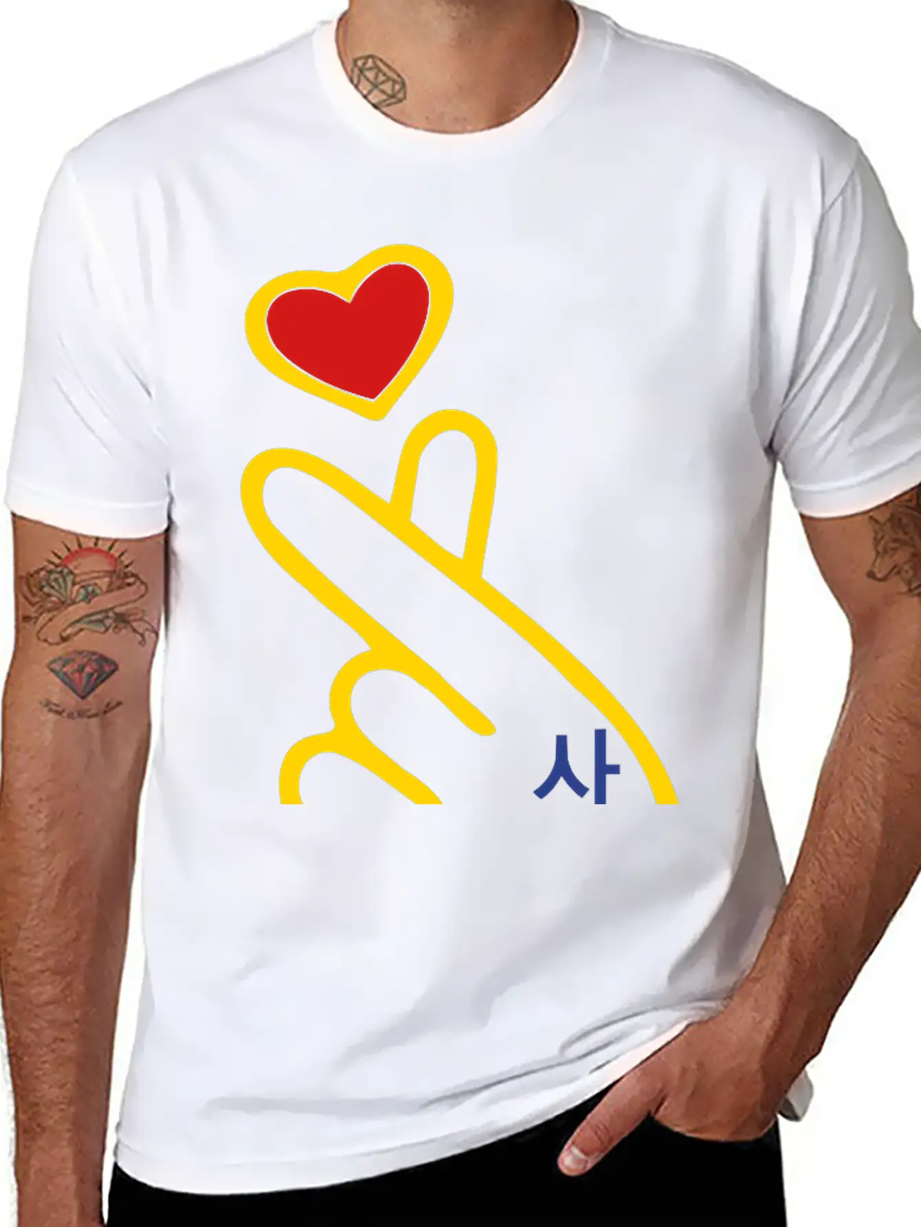 ♥I Love You-Cute Korean Finger Heart Sign♥ Unisex Cotton Tee – Relaxed Fit For Any Occasion