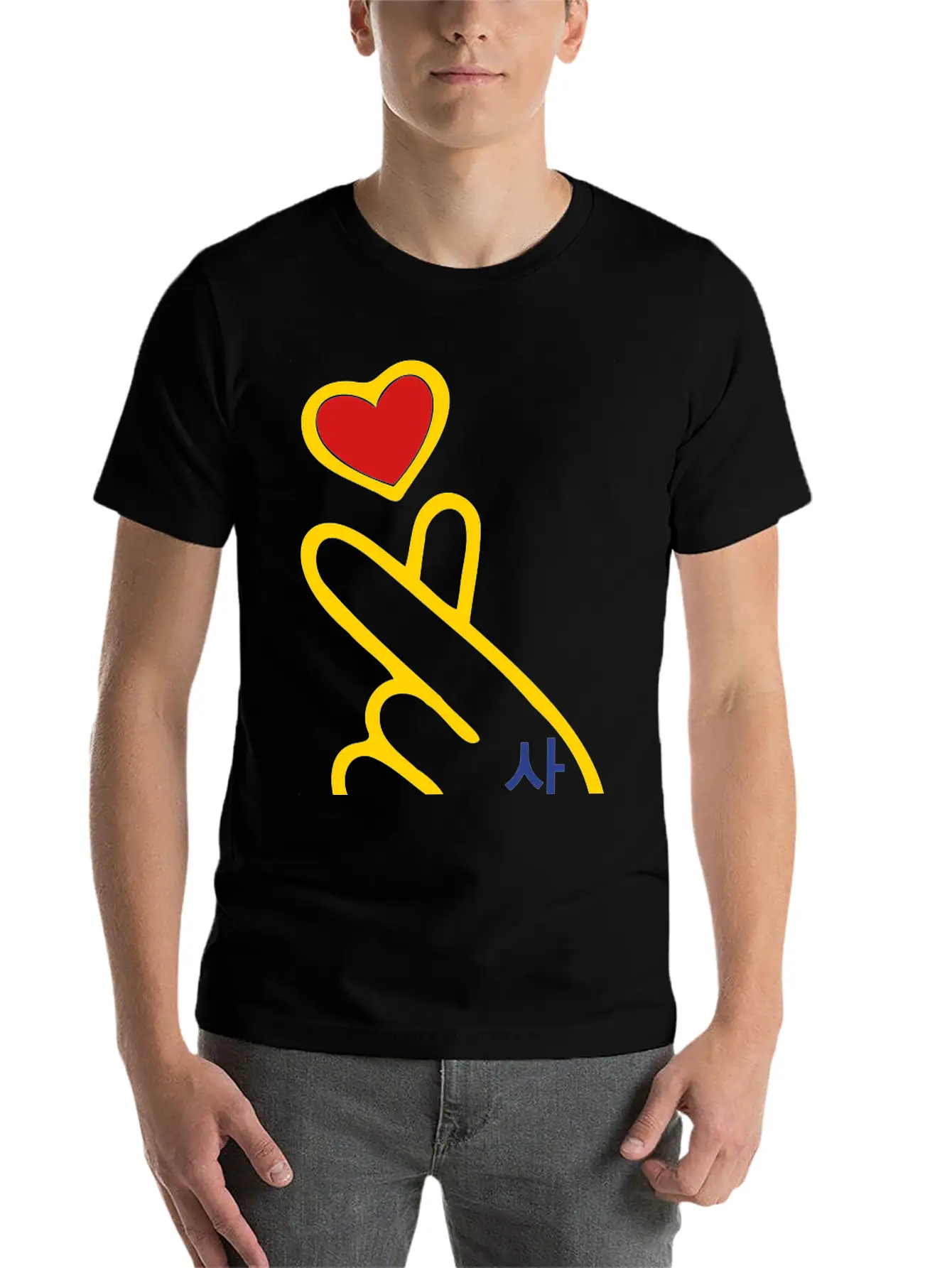 ♥I Love You-Cute Korean Finger Heart Sign♥ Unisex Cotton Tee – Relaxed Fit For Any Occasion