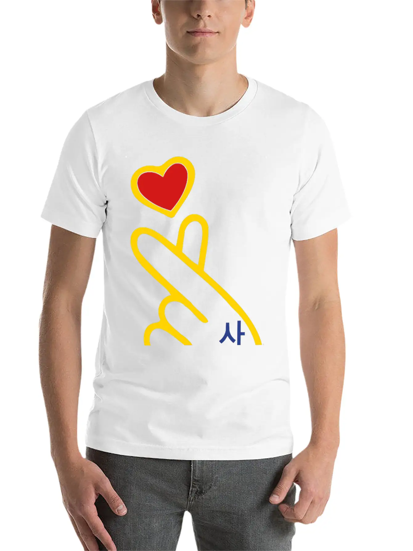 ♥I Love You-Cute Korean Finger Heart Sign♥ Unisex Cotton Tee – Relaxed Fit For Any Occasion