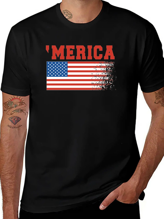 'Merica Flag 4th Of July Lightweight Cotton T-Shirt – Daily Comfort Graphic Shirt