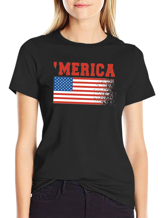 'Merica Flag 4th Of July Lightweight Cotton T-Shirt – Daily Comfort Graphic Shirt