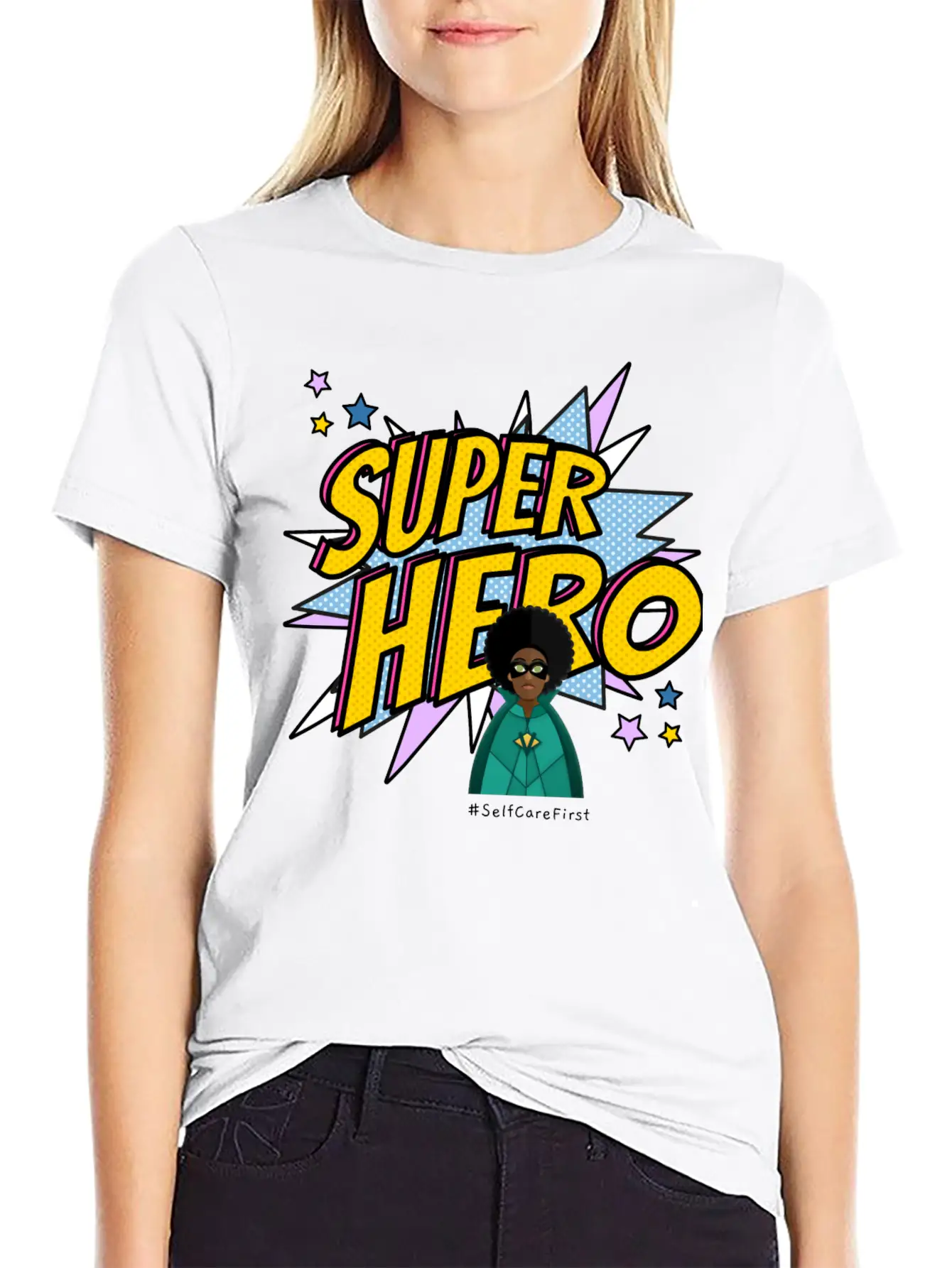 #SelfCareFirst Superhero Classic Fit Graphic Tee For Daily Comfort – Unisex Cotton Shirt