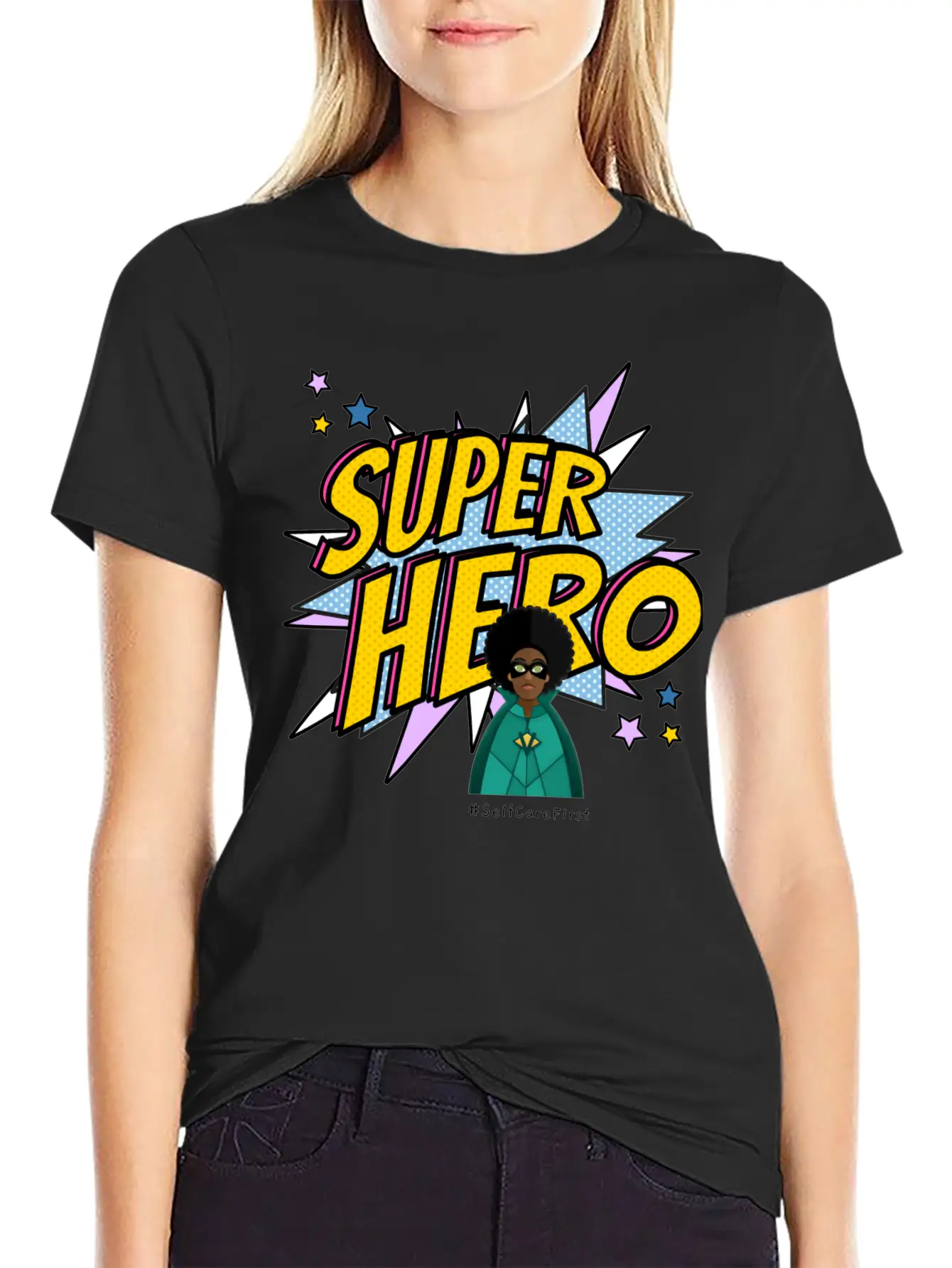 #SelfCareFirst Superhero Classic Fit Graphic Tee For Daily Comfort – Unisex Cotton Shirt