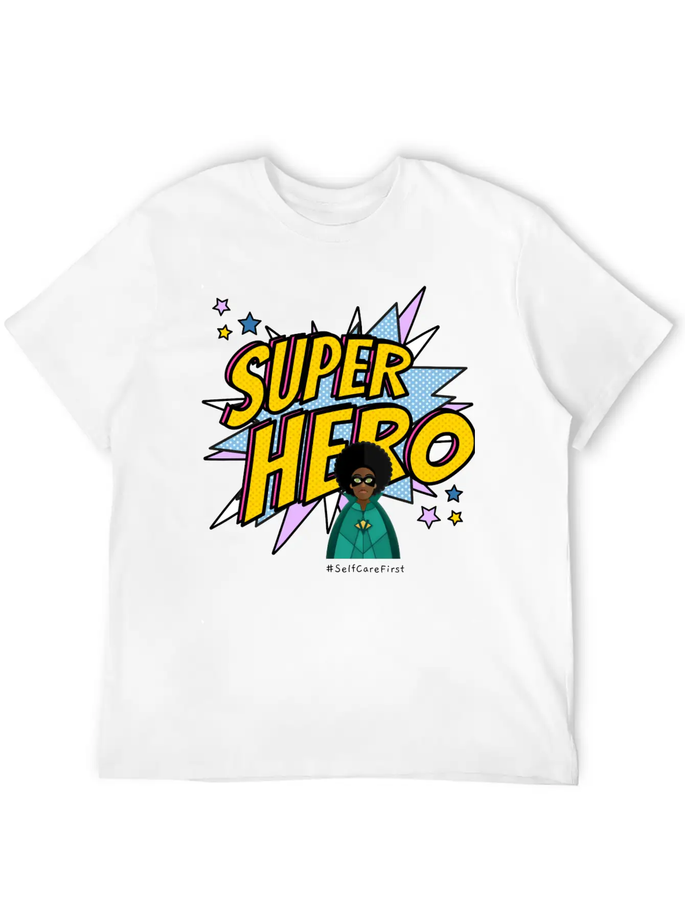 #SelfCareFirst Superhero Classic Fit Graphic Tee For Daily Comfort – Unisex Cotton Shirt