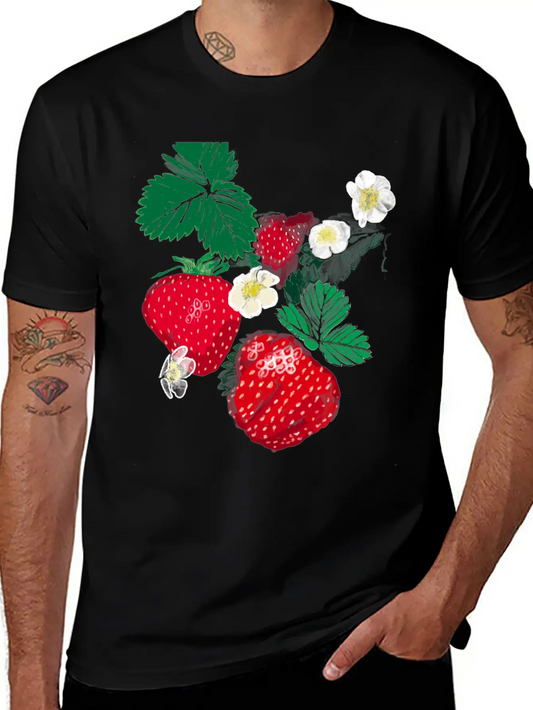 "Strawberry" Jamie's Hand-Drawn Collection Essential Unisex Summer Tee – Soft Cotton Casual Fit
