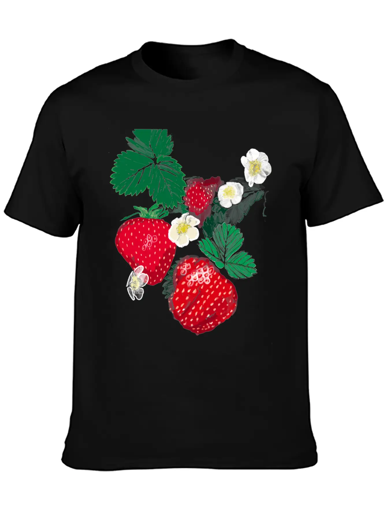 "Strawberry" Jamie's Hand-Drawn Collection Essential Unisex Summer Tee – Soft Cotton Casual Fit