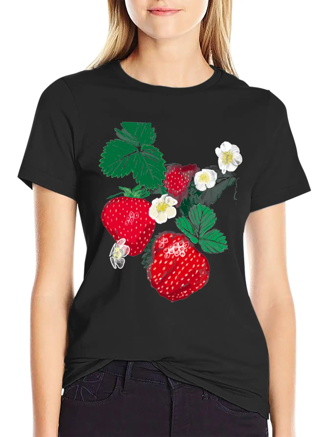 "Strawberry" Jamie's Hand-Drawn Collection Essential Unisex Summer Tee – Soft Cotton Casual Fit