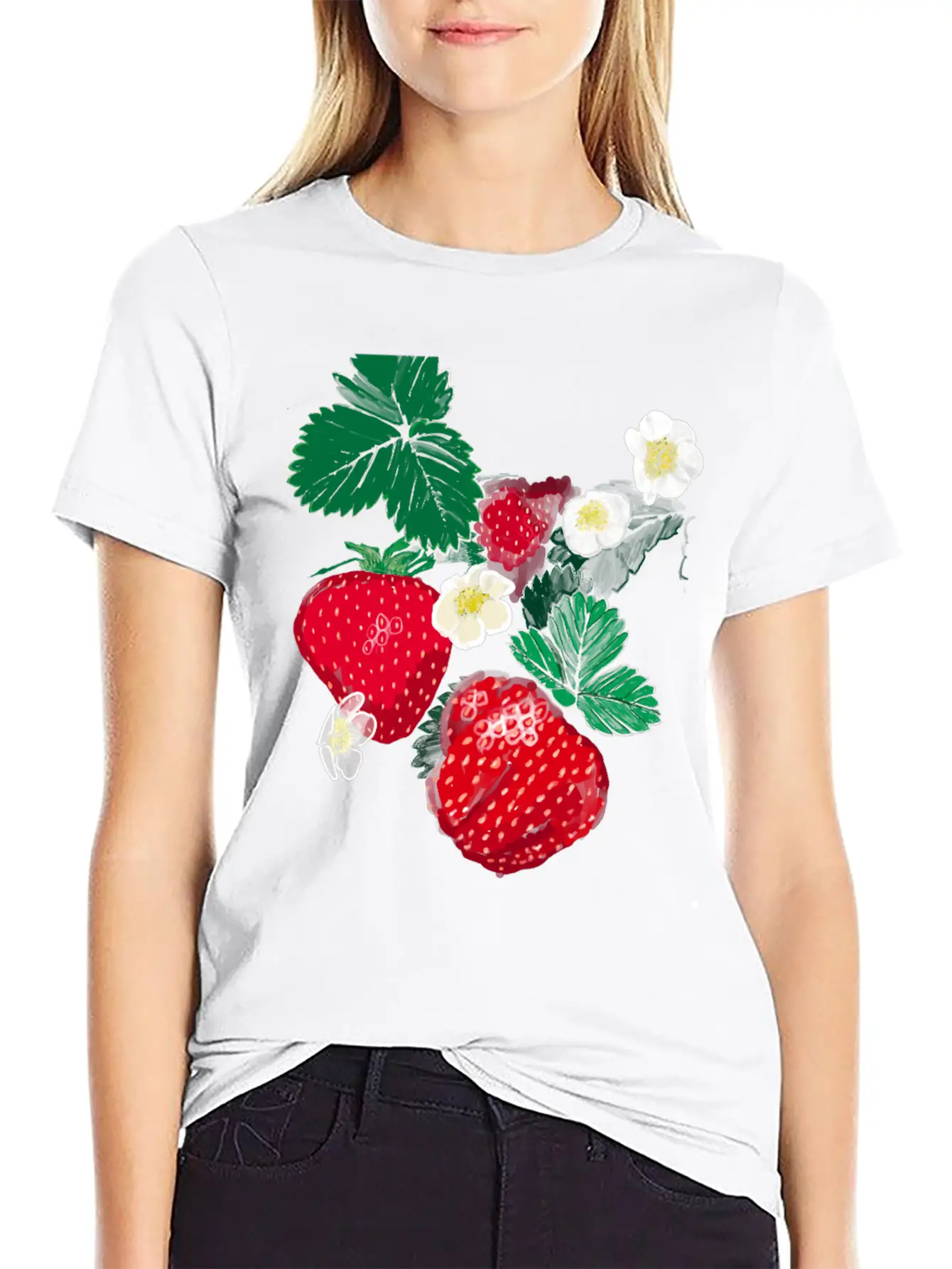 "Strawberry" Jamie's Hand-Drawn Collection Essential Unisex Summer Tee – Soft Cotton Casual Fit